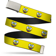 Web Belt Blank Chrome Buckle - SpongeBob 8-Bit Smile Yellow Webbing Web Belts SpongeBob SquarePants