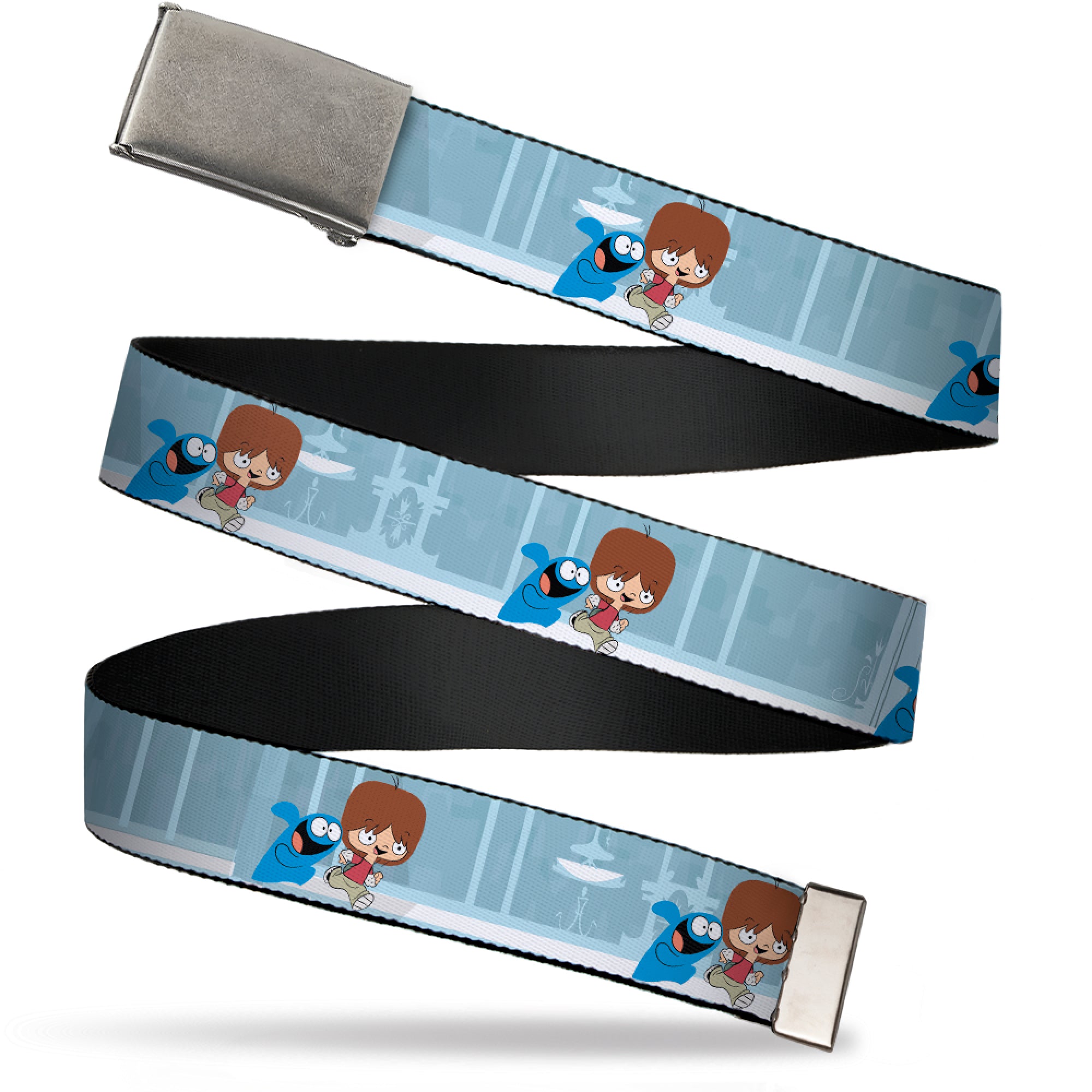 Web Belt Blank Chrome Buckle - Foster's Home for Imaginary Friends Mac and Bloo Pose Blues Webbing Web Belts Foster's Home for Imaginary Friends
