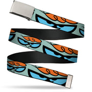 Web Belt Blank Chrome Buckle - Dexter's Laboratory Dexter Face Close-Up Blue Webbing Web Belts Dexter's Laboratory