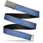 Web Belt Blank Matte Buckle - STAR TREK VOYAGER Title Logo and Starfleet in Space Blues/Grays Webbing Web Belts Star Trek