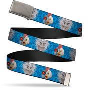 Web Belt Blank Matte Buckle - Robot Chicken and Mad Scientist Expressions Blues Webbing Web Belts Robot Chicken