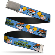 Web Belt Clasp Buckle - DEXTER'S LABORATORY Title Logo with Dexter and Dee Dee Expressions Blues Webbing Web Belts Dexter's Laboratory
