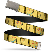 Web Belt Clasp Buckle - Ed Edd n Eddy Plank Smiling Face Yellow Webbing Web Belts Ed, Edd n Eddy