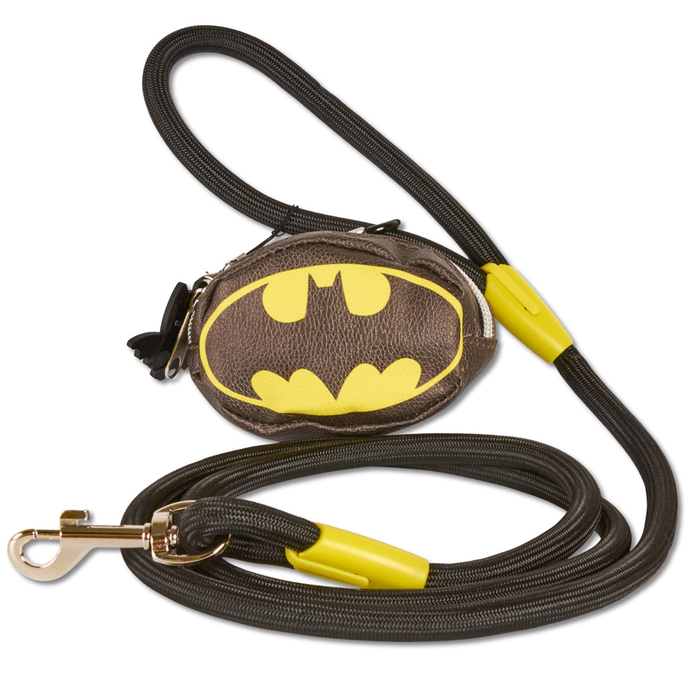 Dog Leash - Batman Black Rope Leash with Bat Signal Oval Shape Dispenser