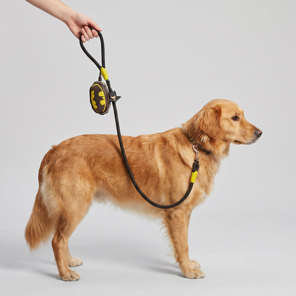 Dog Leash - Batman Black Rope Leash with Bat Signal Oval Shape Dispenser