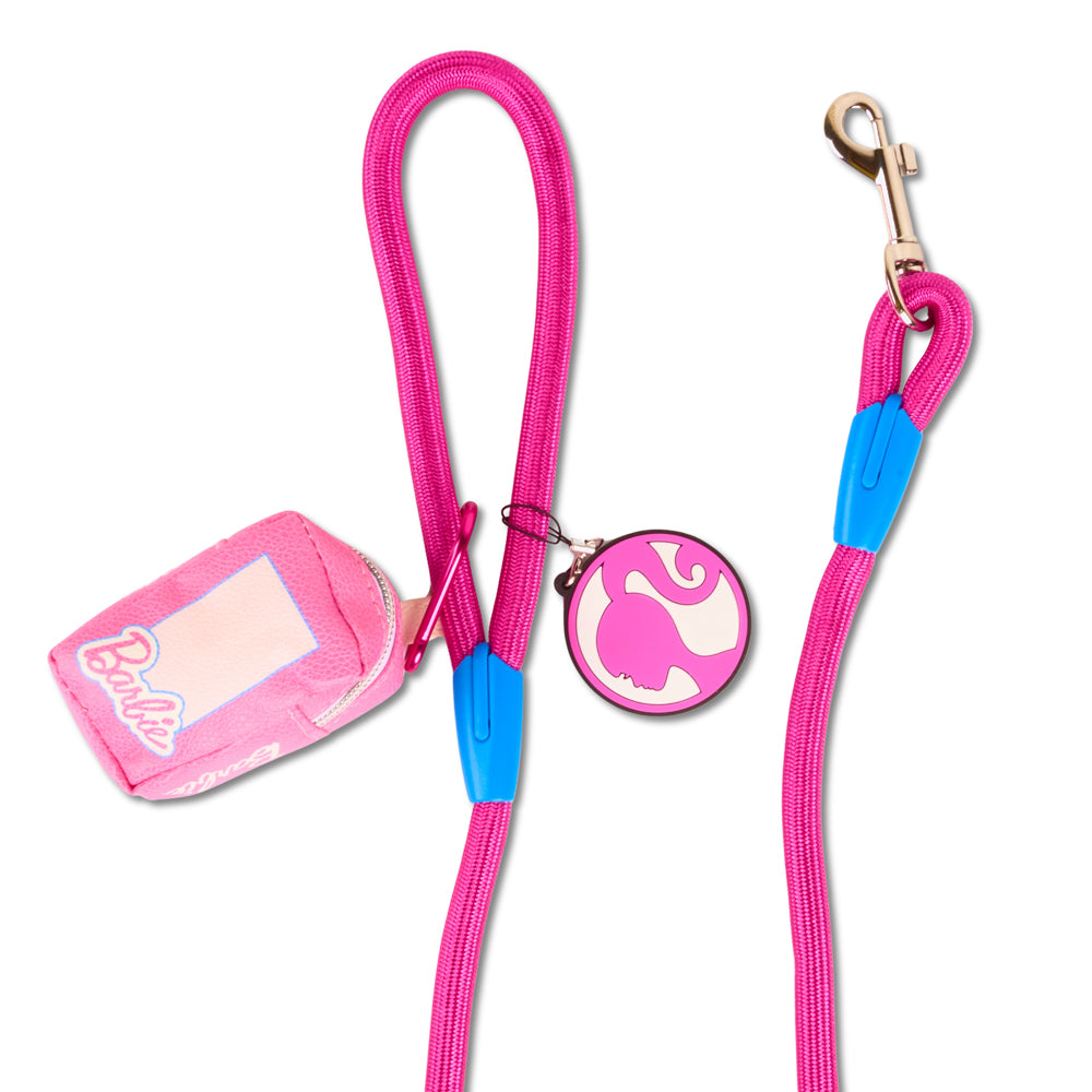 Dog Leash - Barbie Pink Rope Leash with Doll Box Shape Dispenser