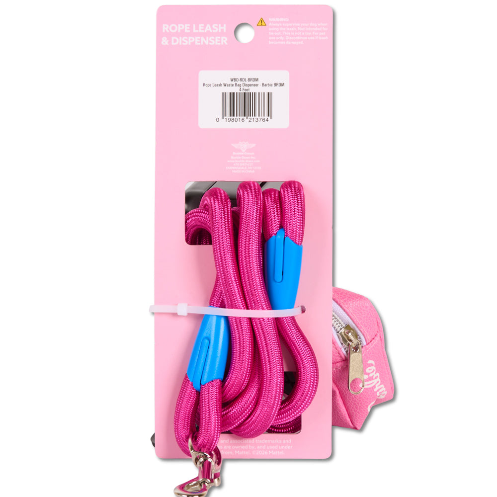Dog Leash - Barbie Pink Rope Leash with Doll Box Shape Dispenser