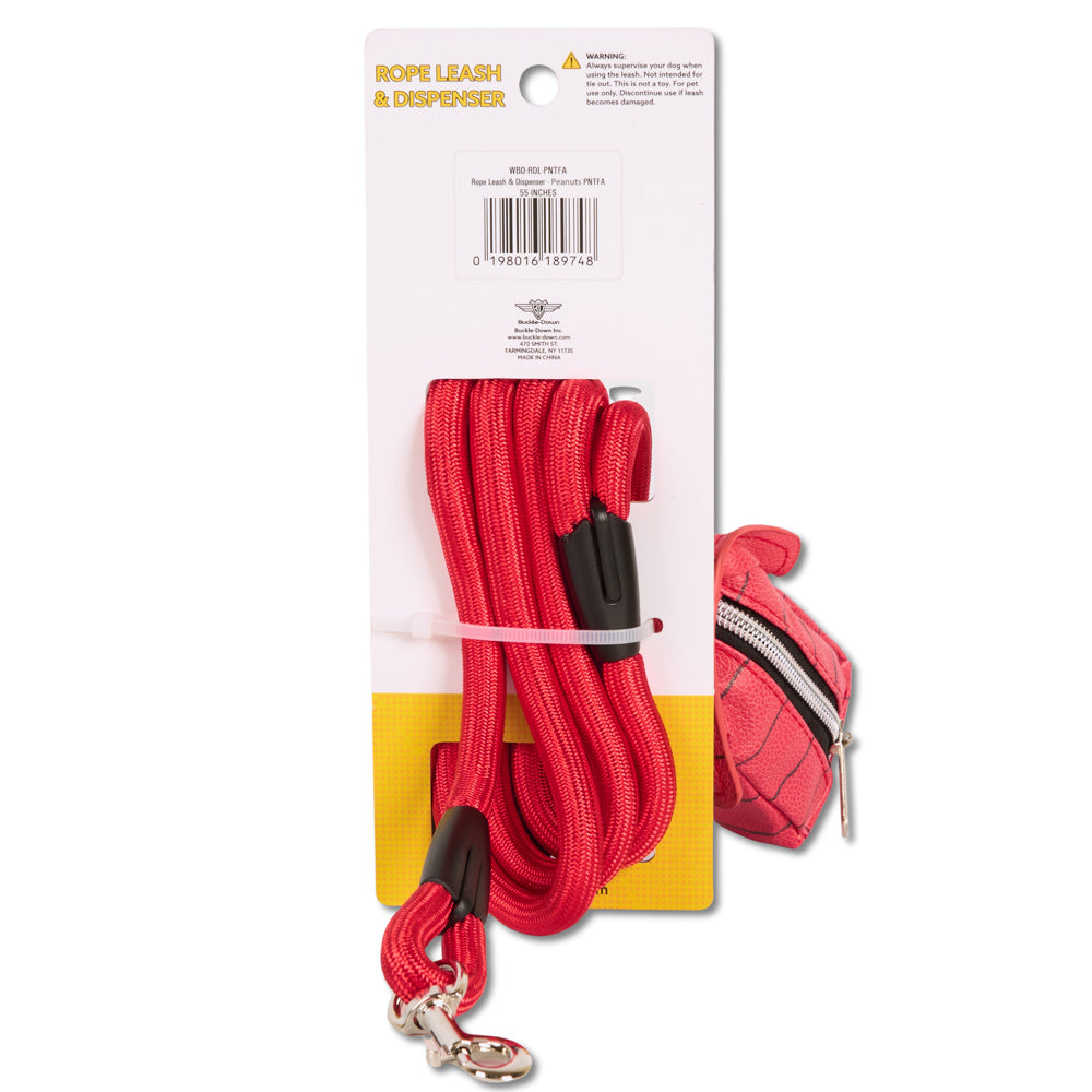 Dog Leash - Peanuts Snoopy Red Rope Leash with Dog House Shape Dispenser