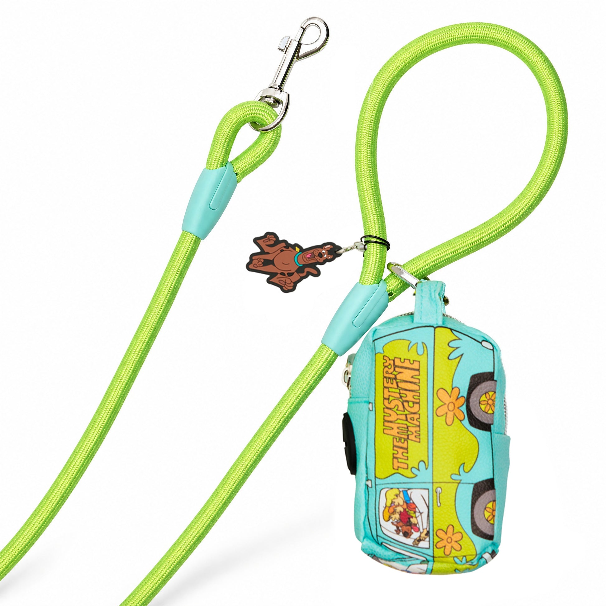 Dog Leash - Scooby Doo Lime Green Rope Leash with Mystery Machine Shape Dispenser Rope Leashes with Waste Bag Dispenser Scooby Doo