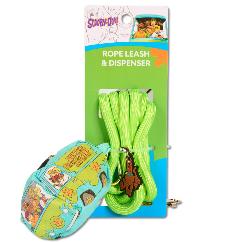 Dog Leash - Scooby Doo Lime Green Rope Leash with Mystery Machine Shape Dispenser