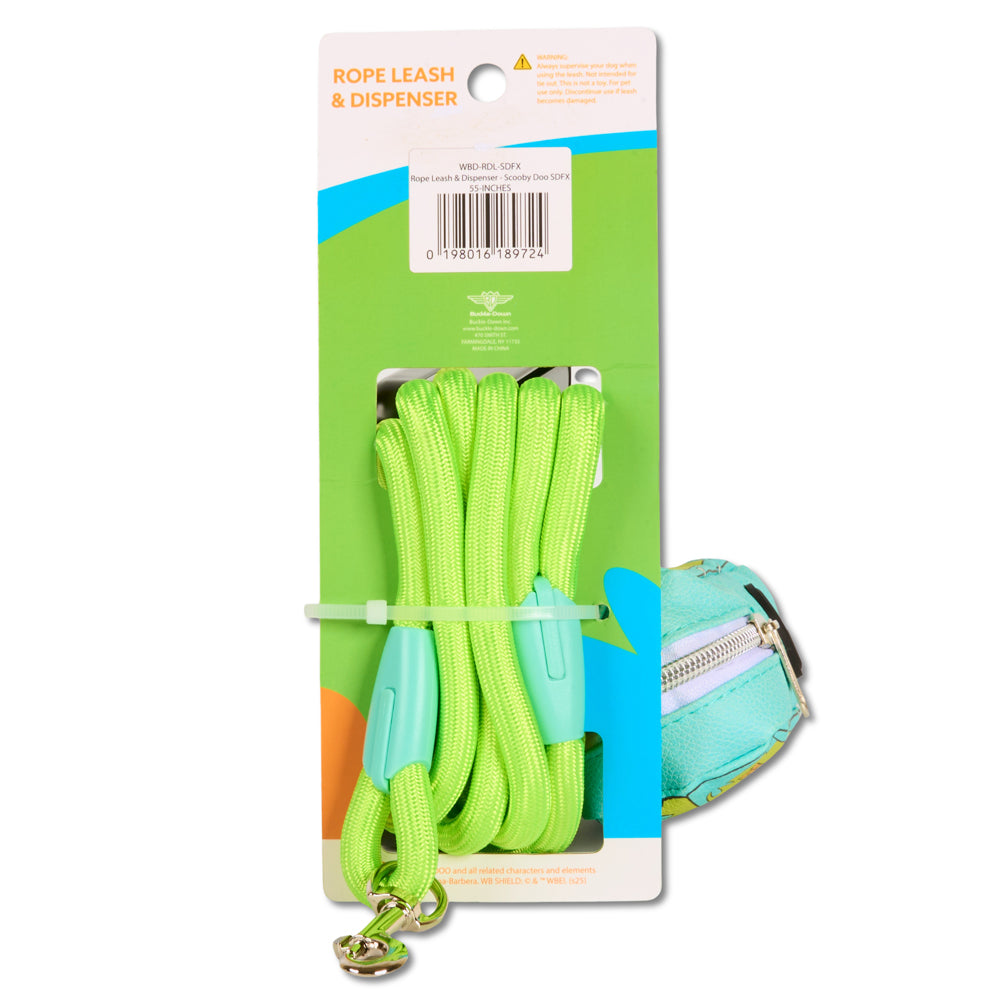 Dog Leash - Scooby Doo Lime Green Rope Leash with Mystery Machine Shape Dispenser