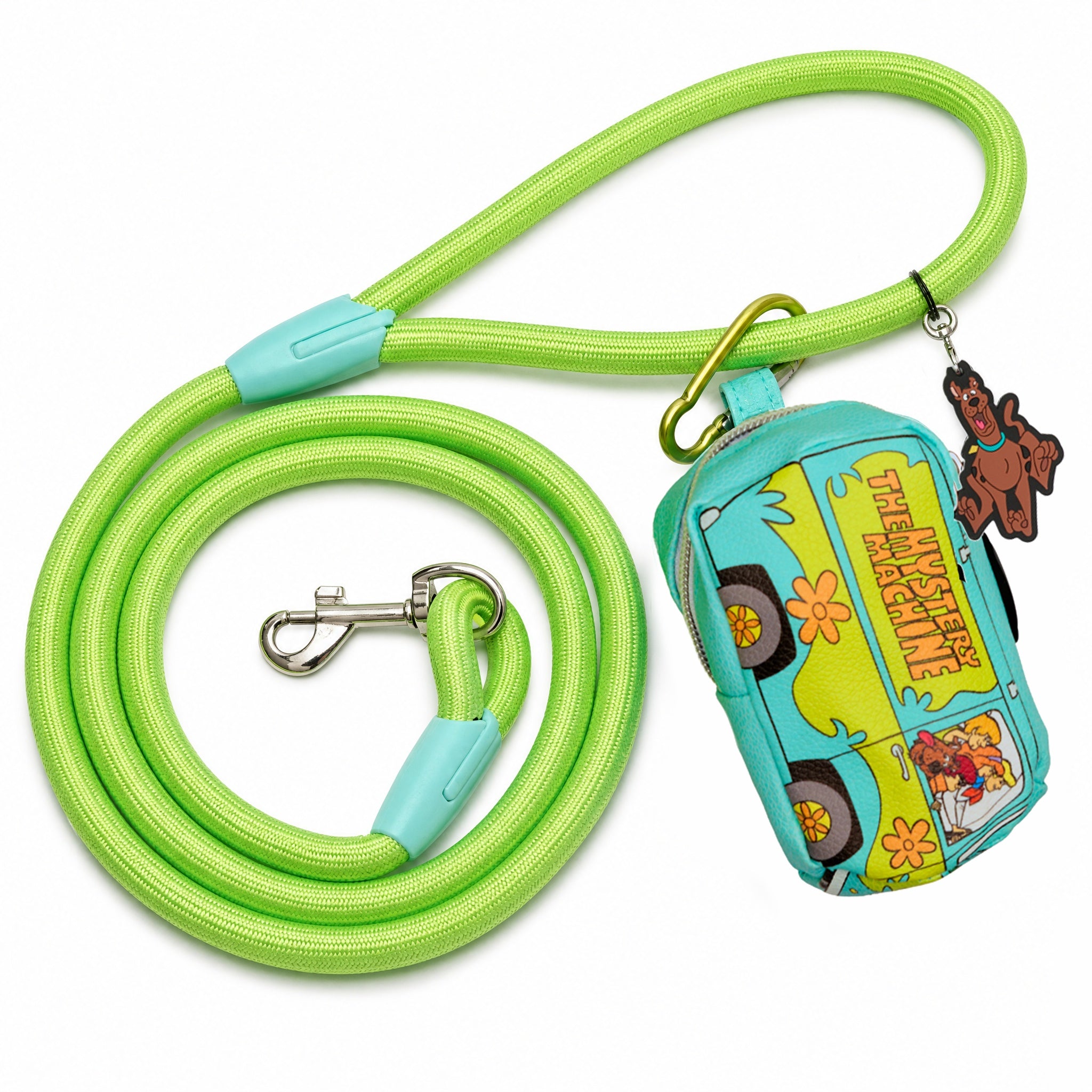 Dog Leash - Scooby Doo Lime Green Rope Leash with Mystery Machine Shape Dispenser