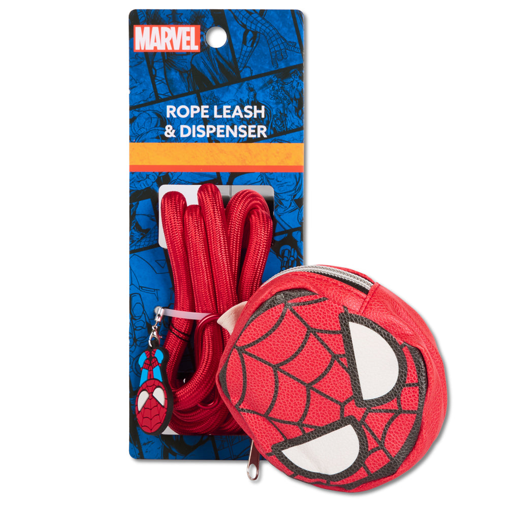 Dog Leash - Spider-Man Red Rope Leash with Face Shape Dispenser