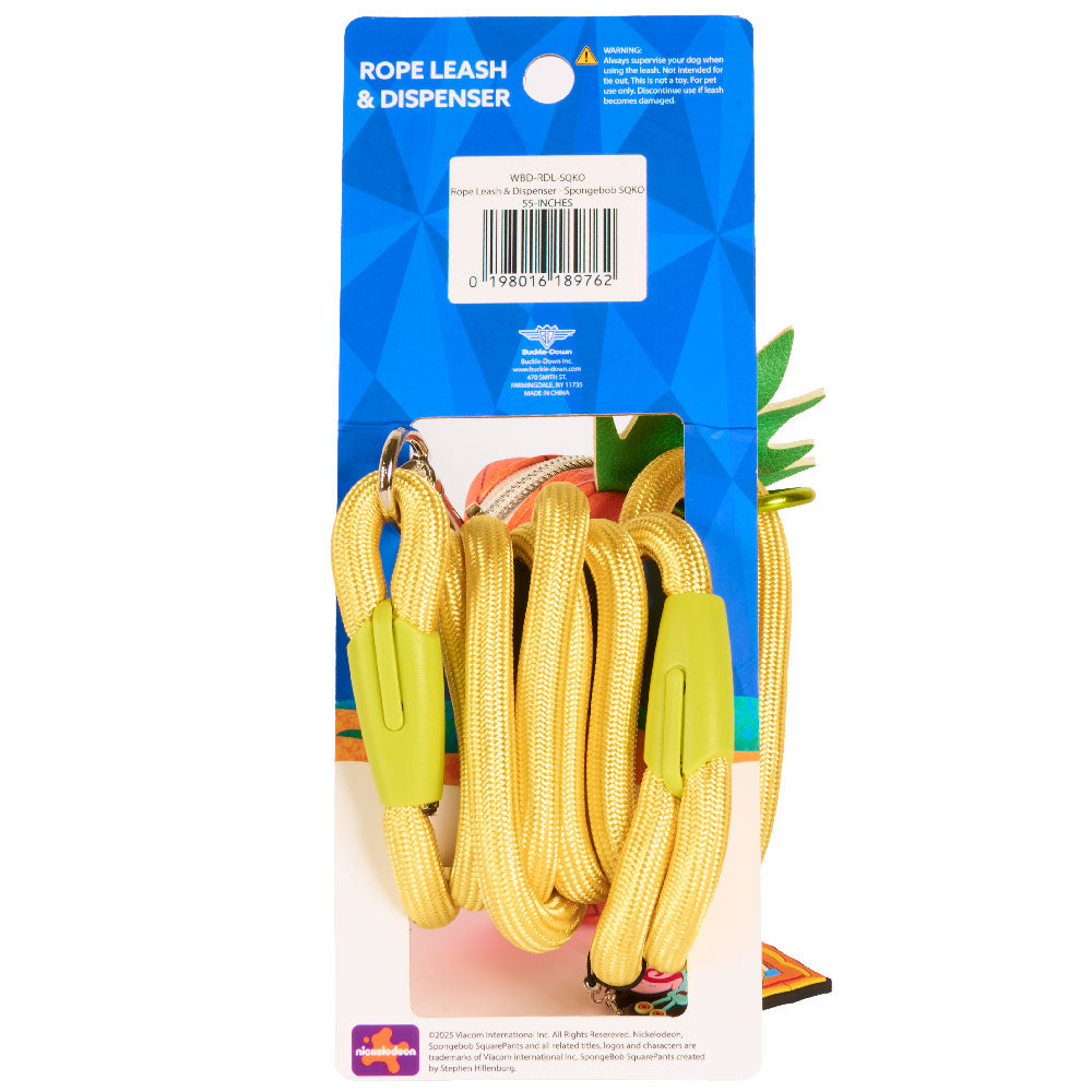 Dog Leash - SpongeBob SquarePants Yellow Rope Leash with Pineapple Shape Dispenser