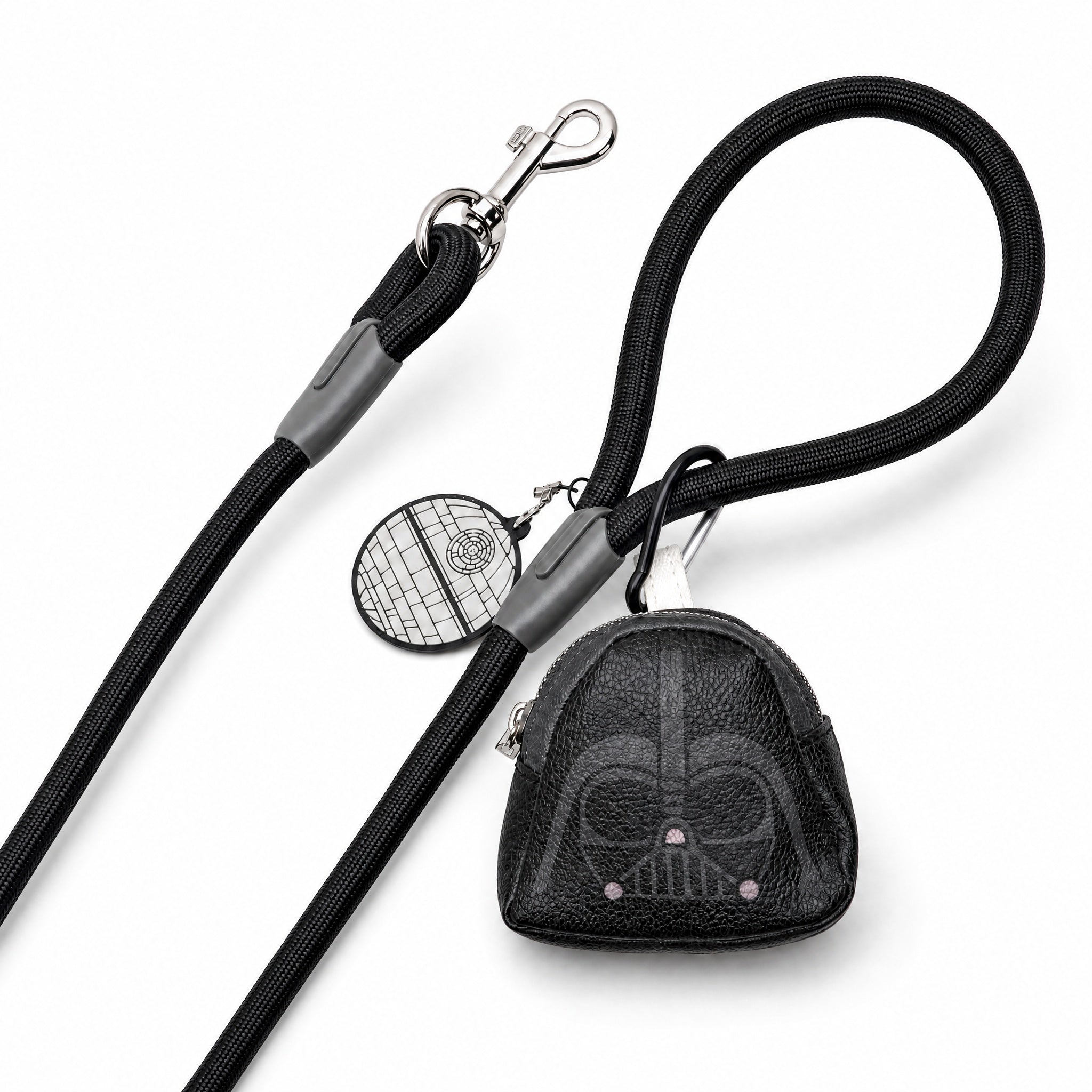 Dog Leash - Star Wars Death Star Black Rope Leash with Darth Vader Dispenser