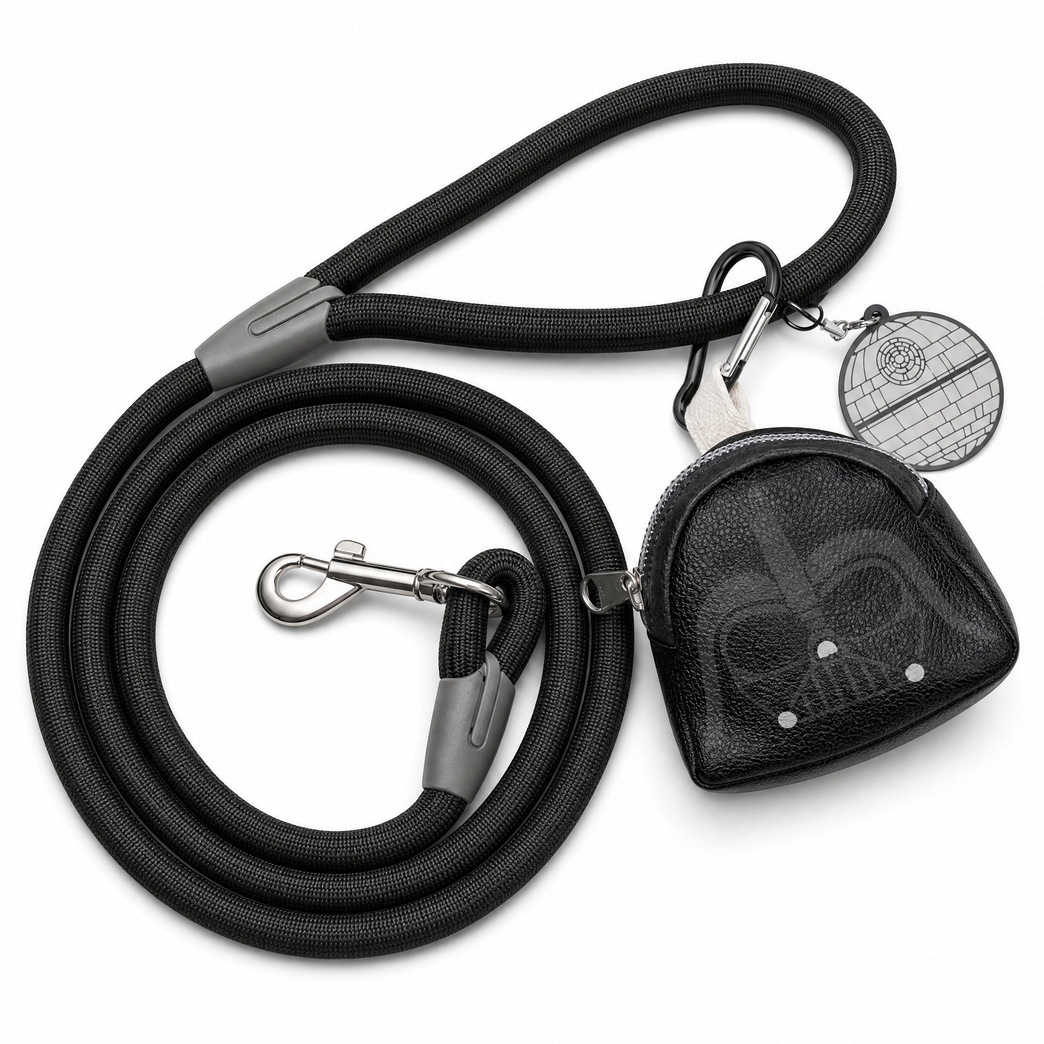 Dog Leash - Star Wars Death Star Black Rope Leash with Darth Vader Dispenser