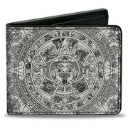 Bi-Fold Wallet - Aztec Calendar White Black Bi-Fold Wallets Buckle-Down