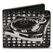 Bi-Fold Wallet - B-Boy Turntable Black White Bi-Fold Wallets Buckle-Down