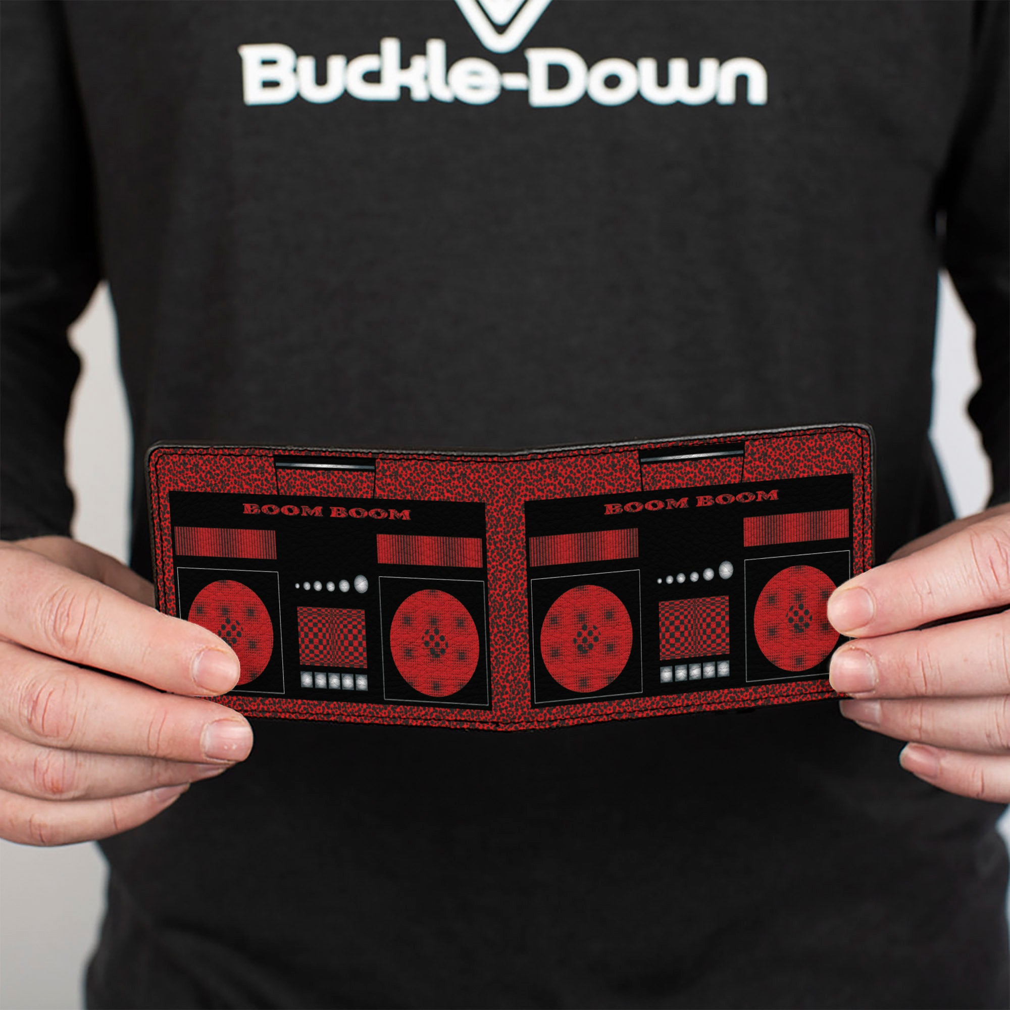 Bi-Fold Wallet - Boombox BOOM BOOM Black Red Bi-Fold Wallets Buckle-Down