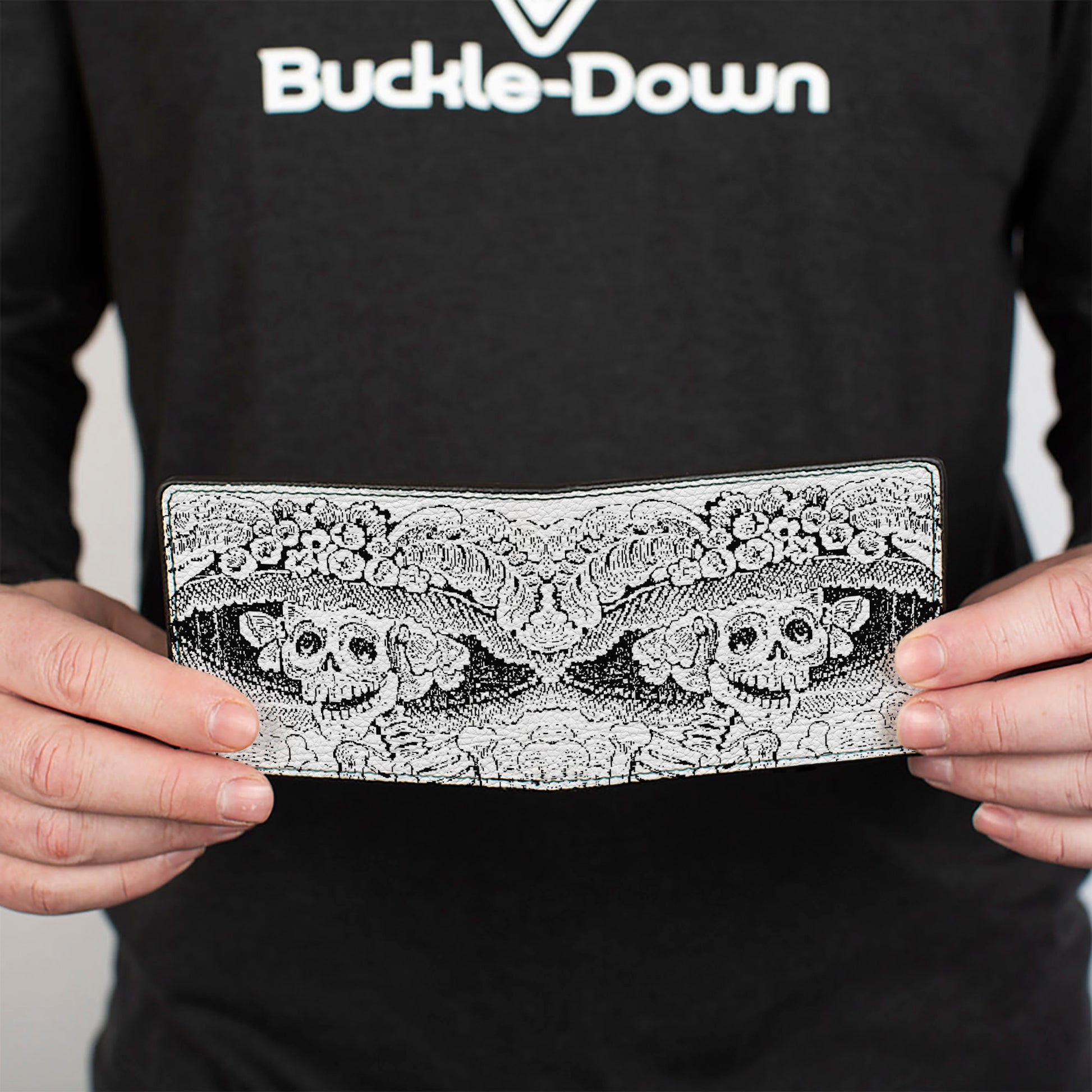 Bi-Fold Wallet - La Catrina Black White Bi-Fold Wallets Buckle-Down
