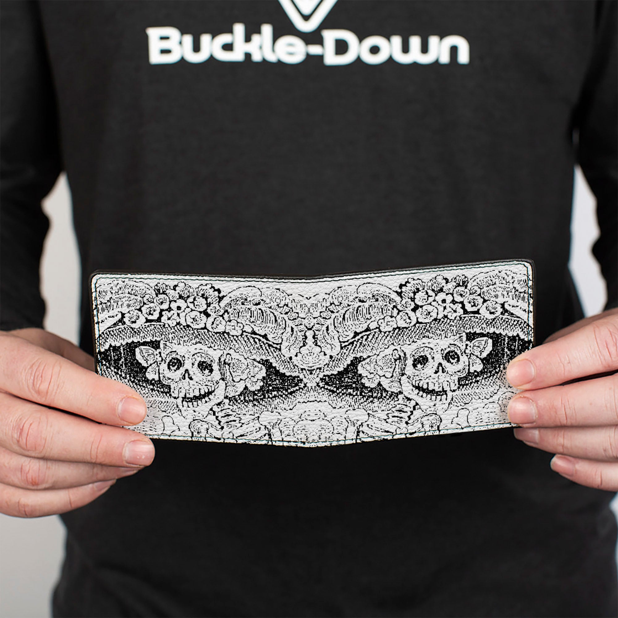 Bi-Fold Wallet - La Catrina Black White Bi-Fold Wallets Buckle-Down