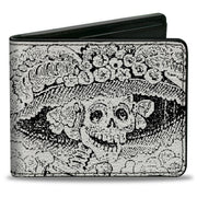 Bi-Fold Wallet - La Catrina Black White Bi-Fold Wallets Buckle-Down
