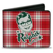Bi-Fold Wallet - A Christmas Story RALPHIE Smiling Face Plaid Red White Green Bi-Fold Wallets A Christmas Story