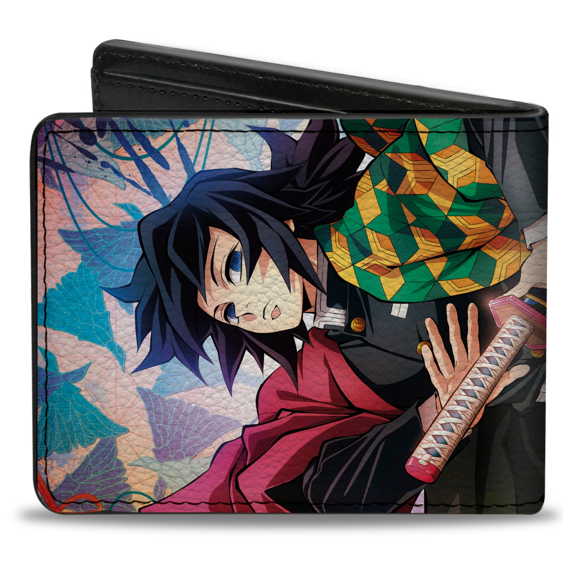 Bi-Fold Wallet - DEMON SLAYER Giyu Tomioka Sword Pose and Title Logo Bi-Fold Wallets Demon Slayer