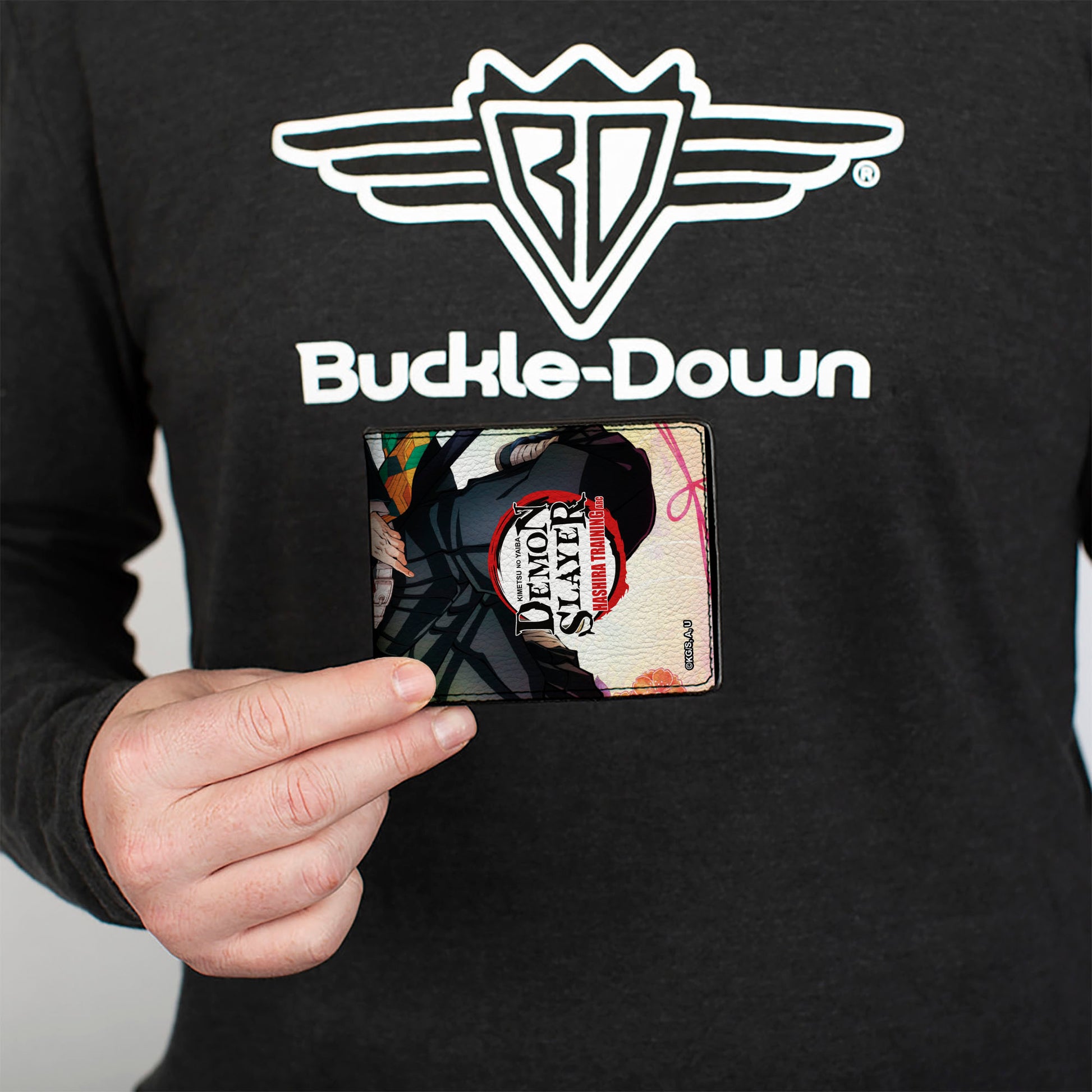 Bi-Fold Wallet - DEMON SLAYER Giyu Tomioka Sword Pose and Title Logo Bi-Fold Wallets Demon Slayer