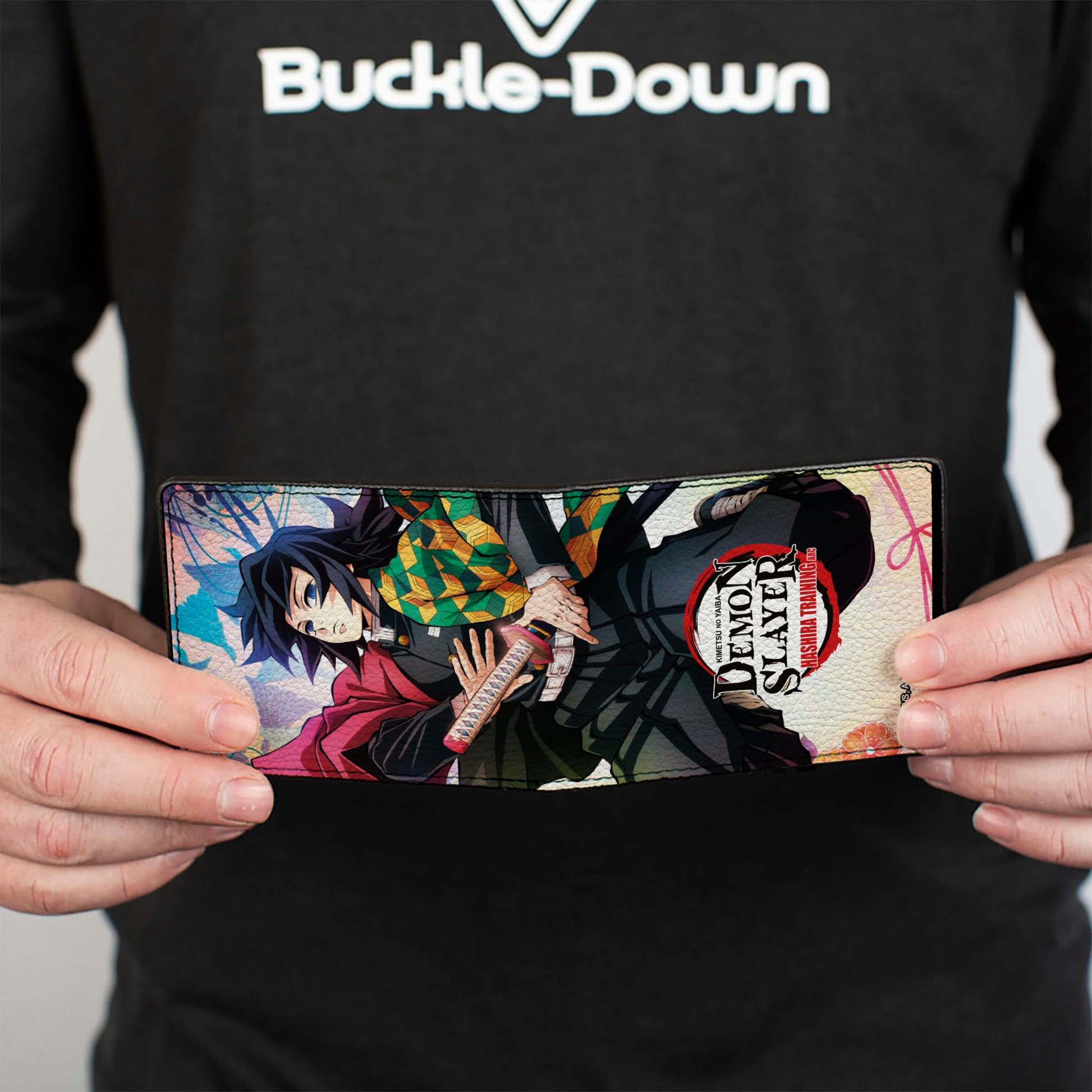 Bi-Fold Wallet - DEMON SLAYER Giyu Tomioka Sword Pose and Title Logo Bi-Fold Wallets Demon Slayer