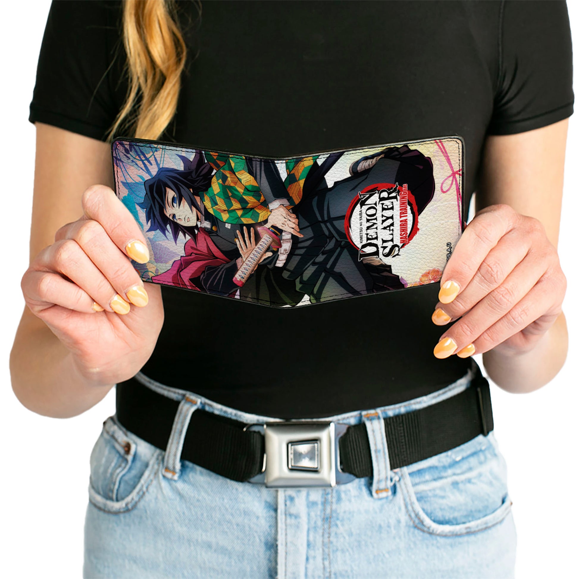 Bi-Fold Wallet - DEMON SLAYER Giyu Tomioka Sword Pose and Title Logo Bi-Fold Wallets Demon Slayer