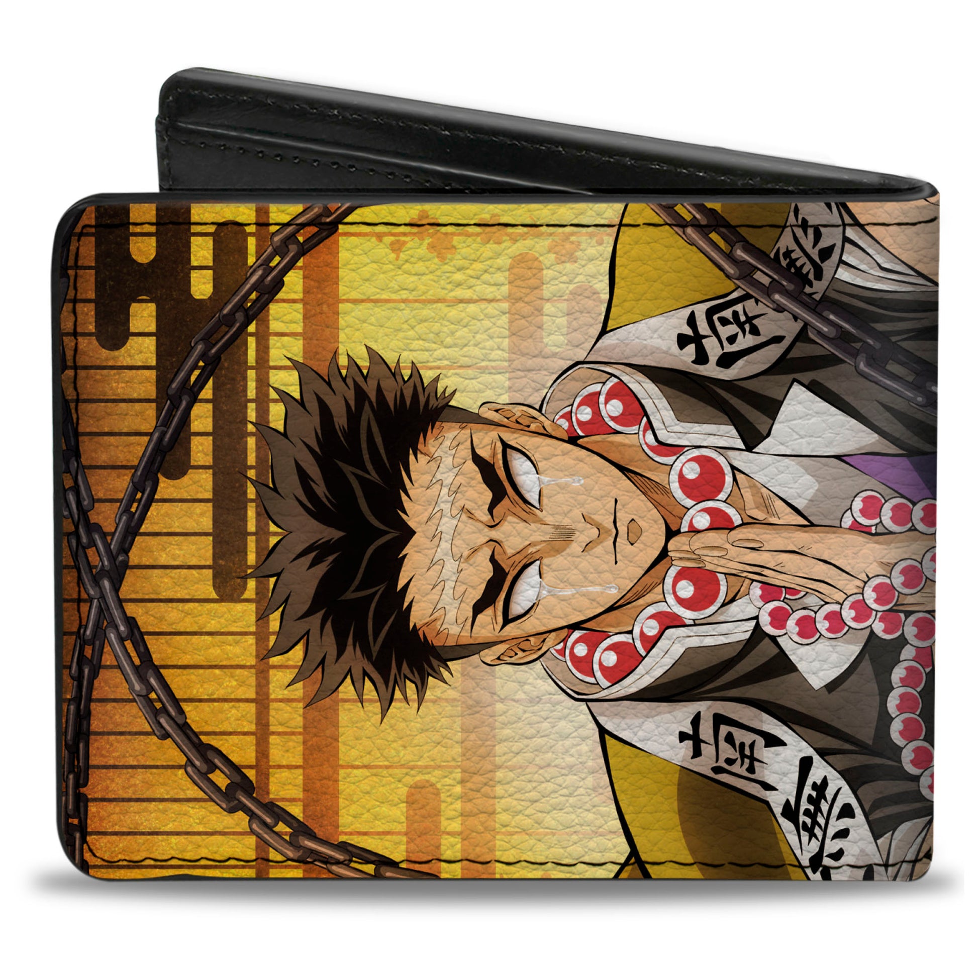 Bi-Fold Wallet - DEMON SLAYER Gyomei Himejima Beads Chain Pose and Title Logo Bi-Fold Wallets Demon Slayer