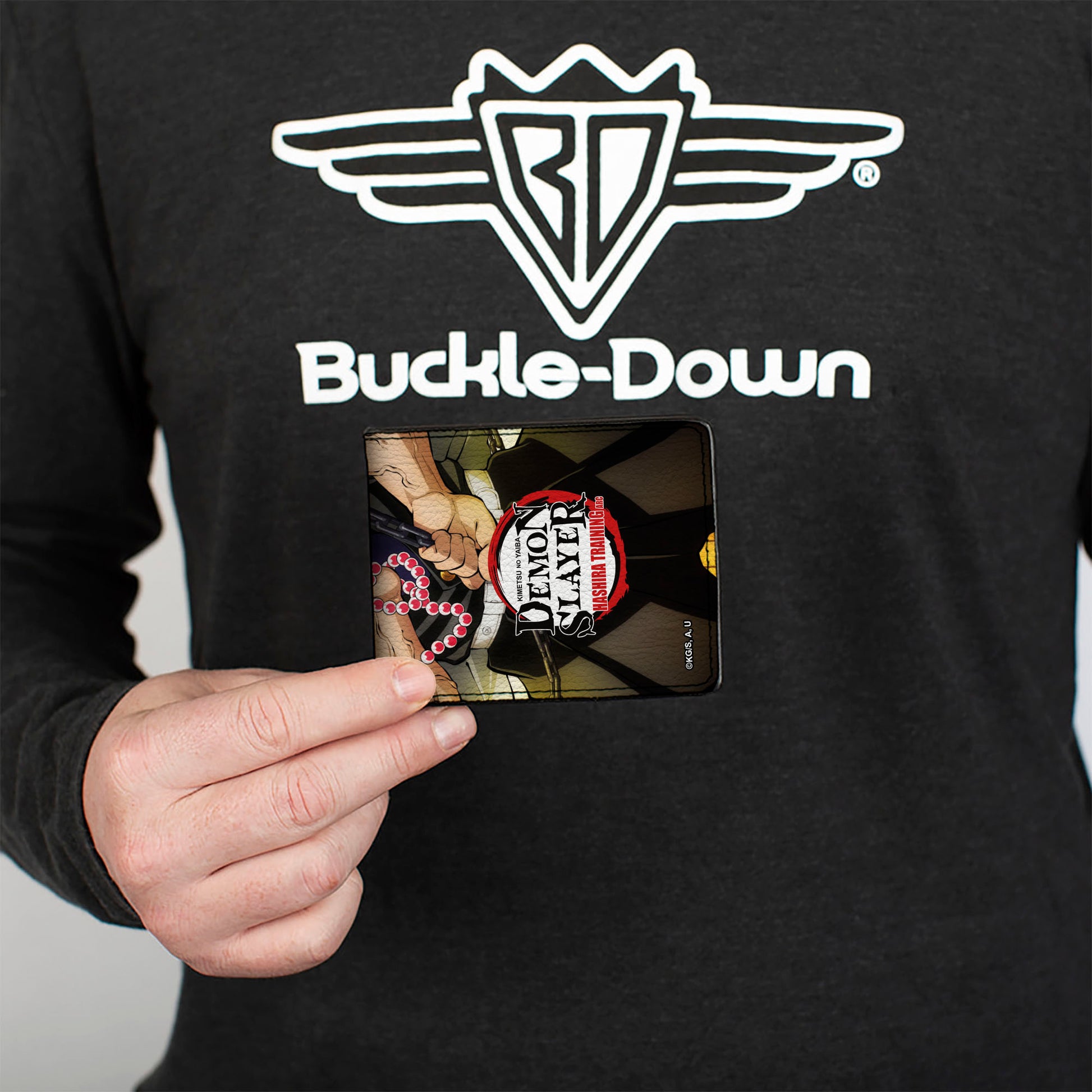 Bi-Fold Wallet - DEMON SLAYER Gyomei Himejima Beads Chain Pose and Title Logo Bi-Fold Wallets Demon Slayer