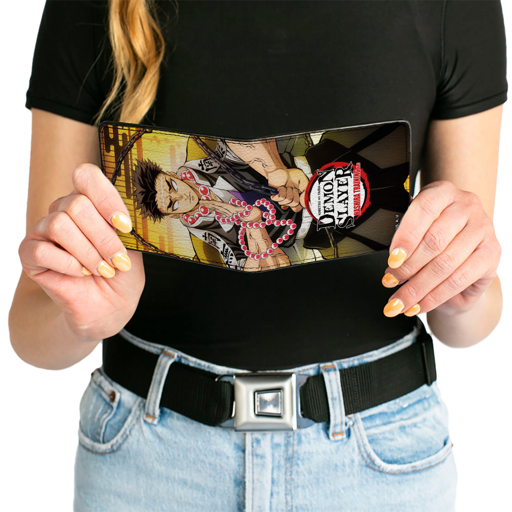 Bi-Fold Wallet - DEMON SLAYER Gyomei Himejima Beads Chain Pose and Title Logo Bi-Fold Wallets Demon Slayer