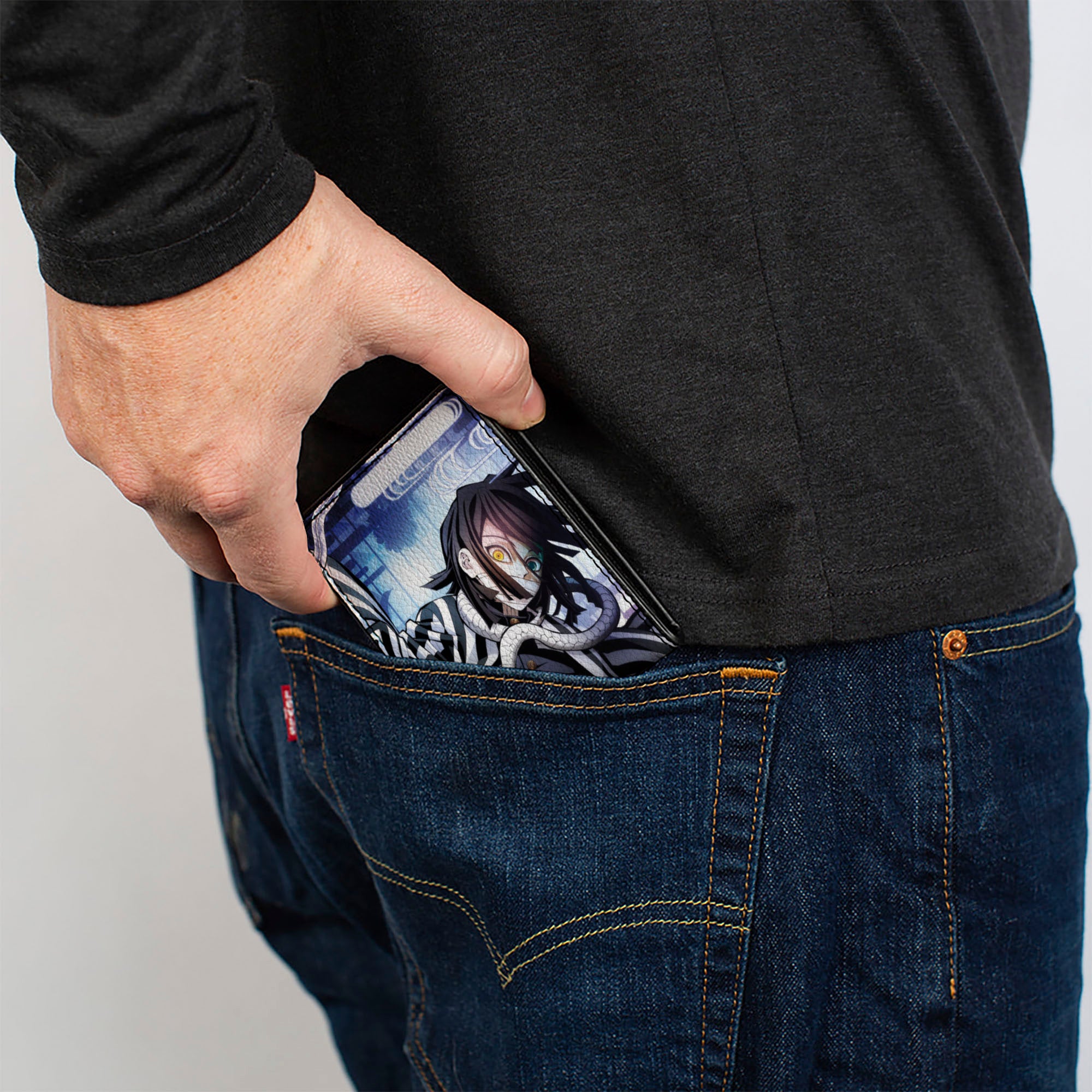 Bi-Fold Wallet - DEMON SLAYER Obanai Iguro Serpent Pose and Title Logo Bi-Fold Wallets Demon Slayer