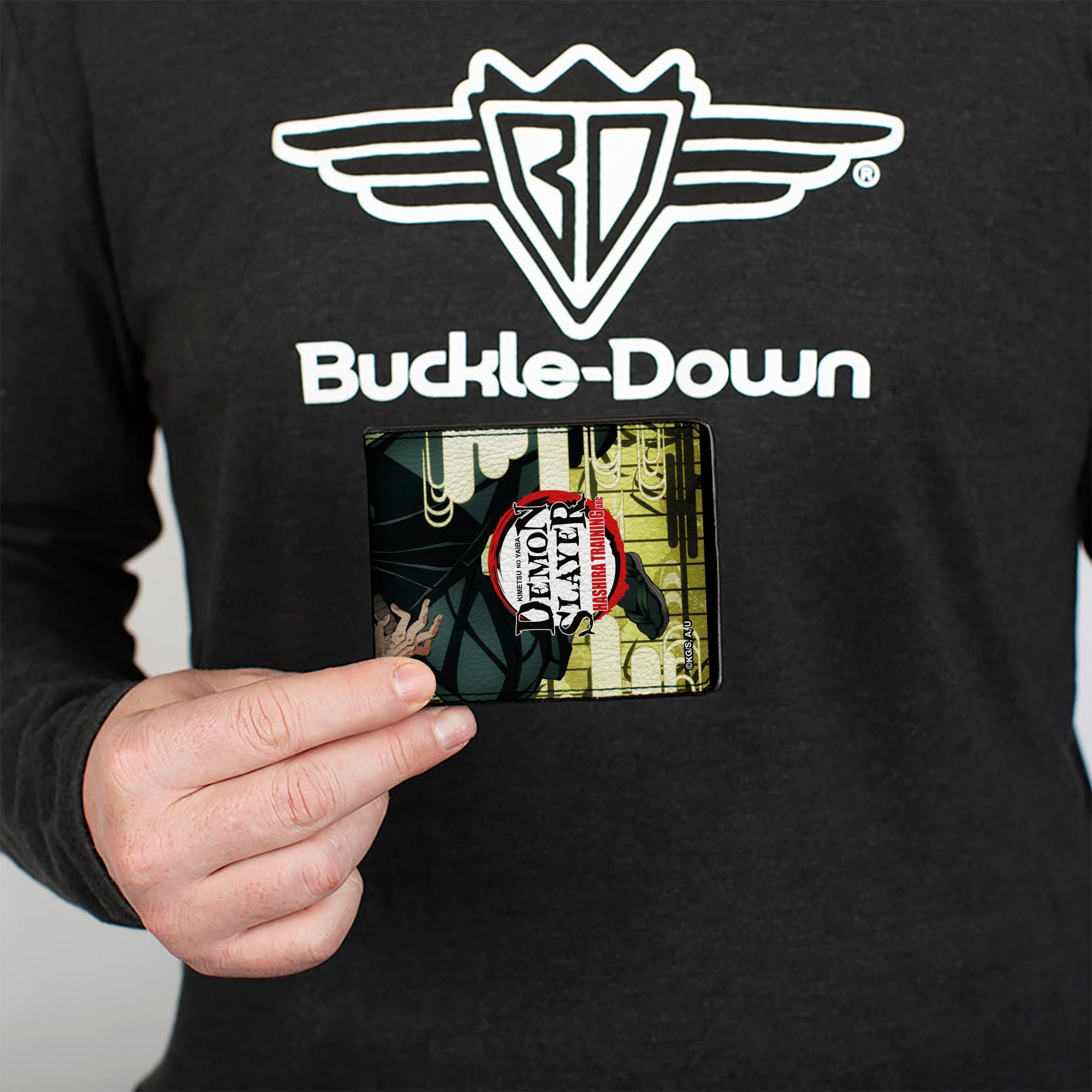 Bi-Fold Wallet - DEMON SLAYER Sanemi Shinazugawa Sword Pose and Title Logo Bi-Fold Wallets Demon Slayer