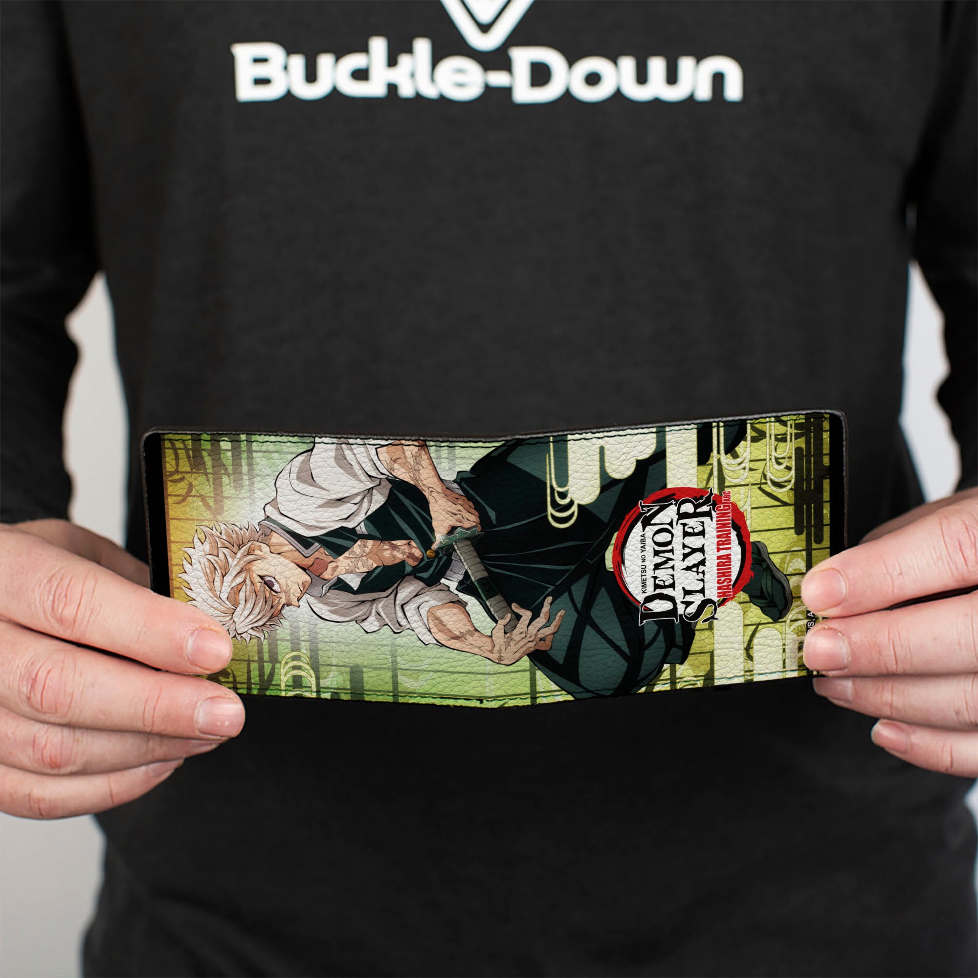 Bi-Fold Wallet - DEMON SLAYER Sanemi Shinazugawa Sword Pose and Title Logo Bi-Fold Wallets Demon Slayer