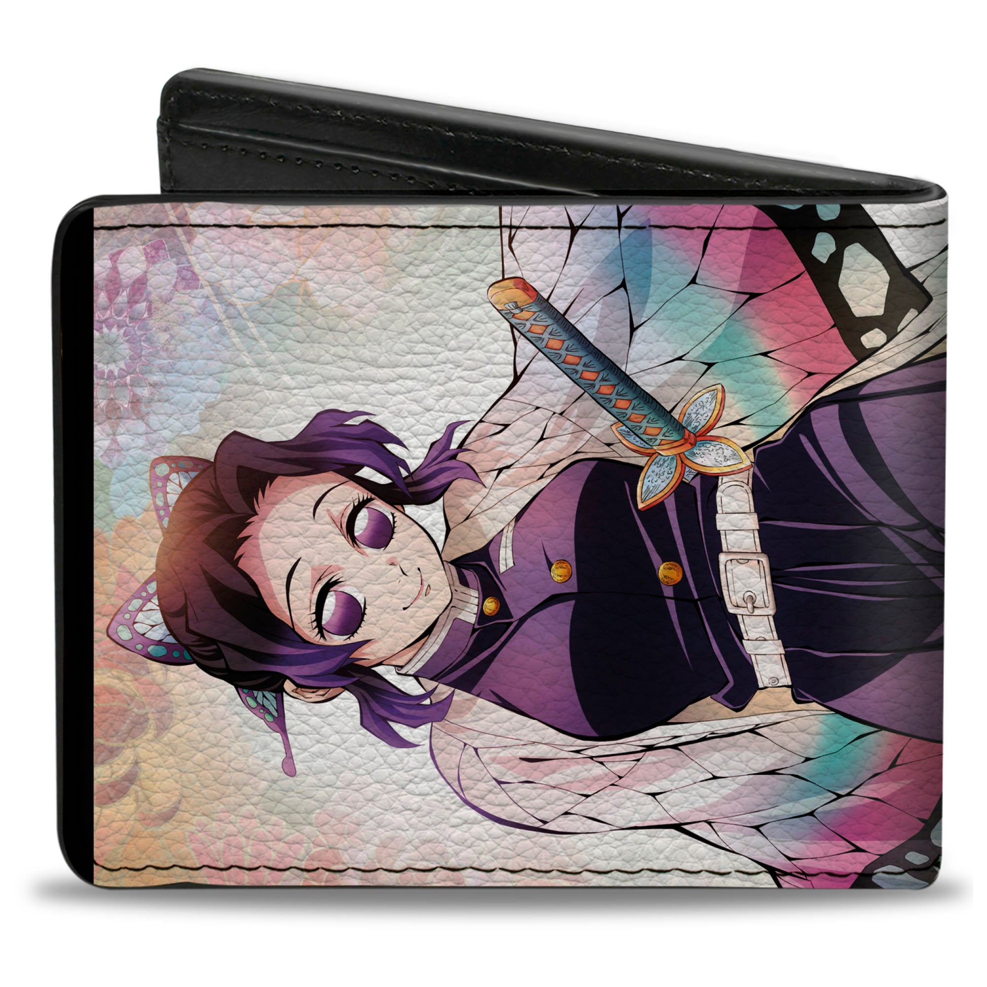 Bi-Fold Wallet - DEMON SLAYER Shinobu Kocho Butterfly Pose and Title Logo Bi-Fold Wallets Demon Slayer