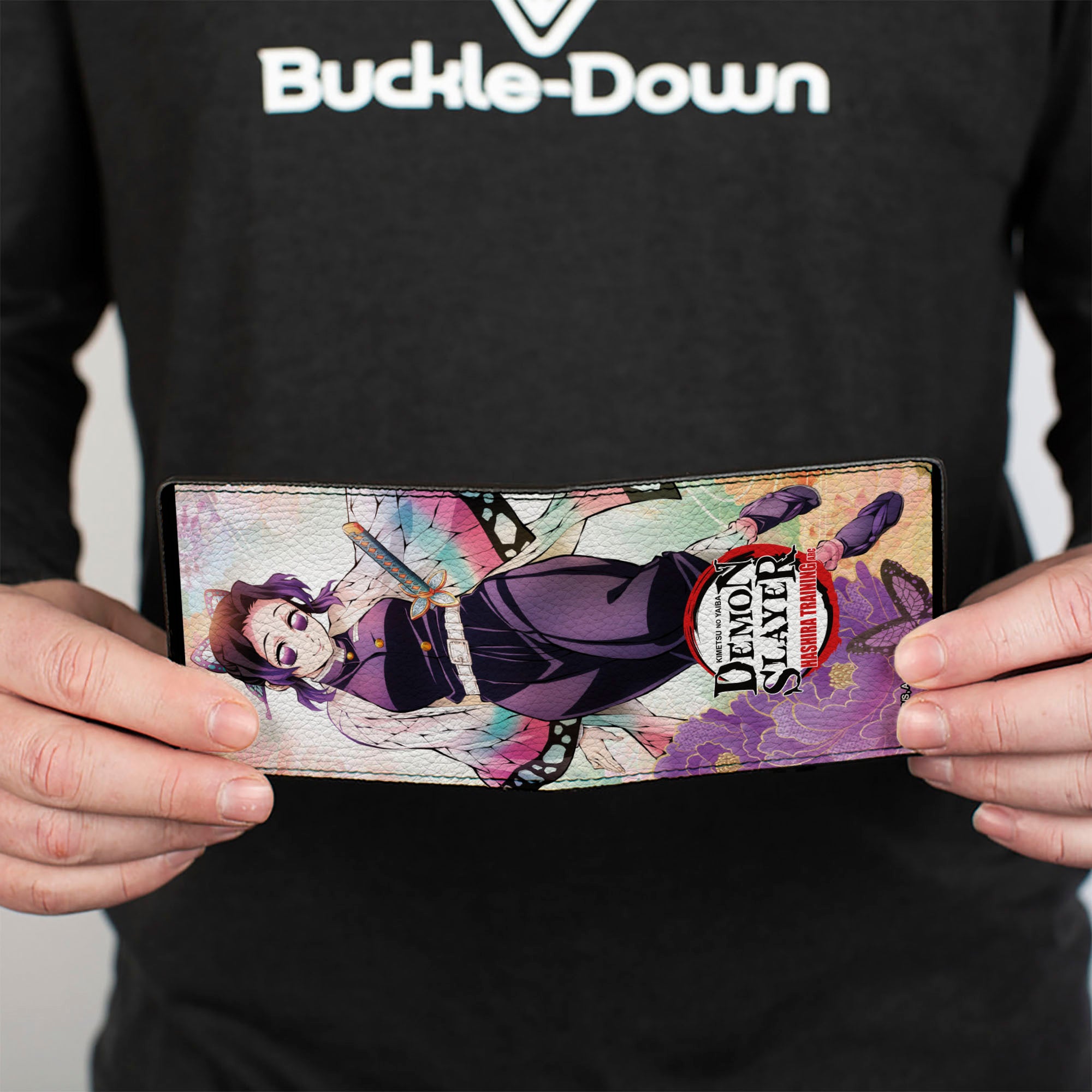 Bi-Fold Wallet - DEMON SLAYER Shinobu Kocho Butterfly Pose and Title Logo Bi-Fold Wallets Demon Slayer