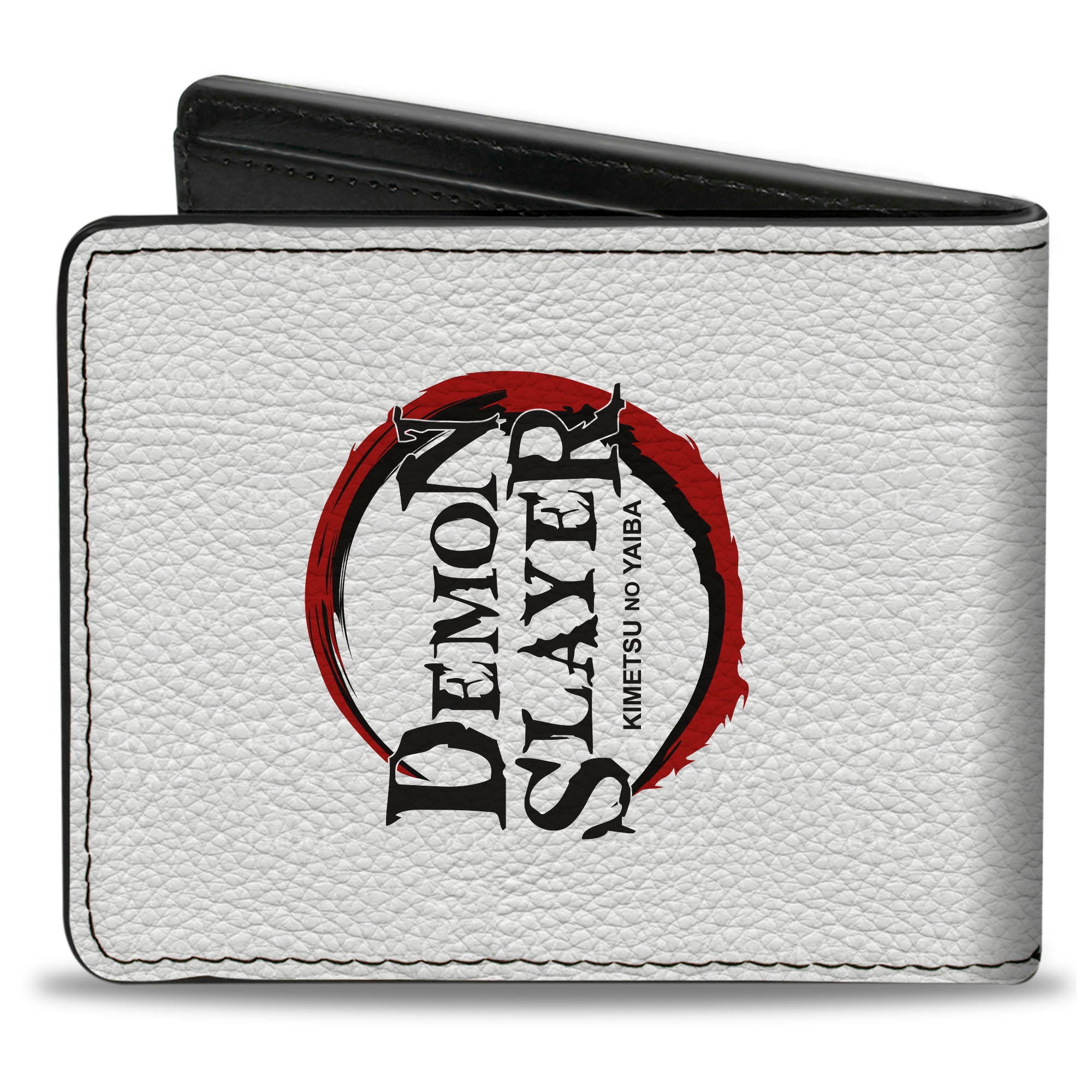 Bi-Fold Wallet - DEMON SLAYER Three Character Group Pose and Title Logo White Bi-Fold Wallets Demon Slayer