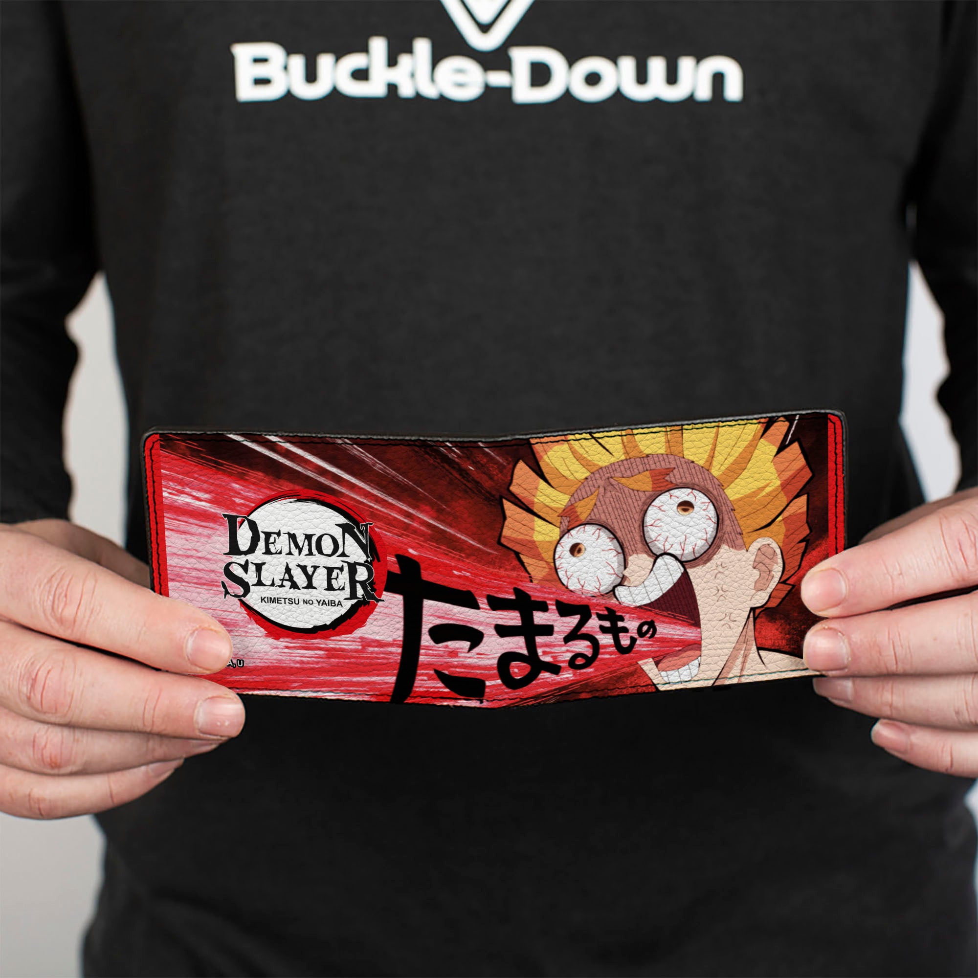 Bi-Fold Wallet - DEMON SLAYER Zenitsu Agatsuma Shouting Pose and Title Logo Reds Bi-Fold Wallets Demon Slayer