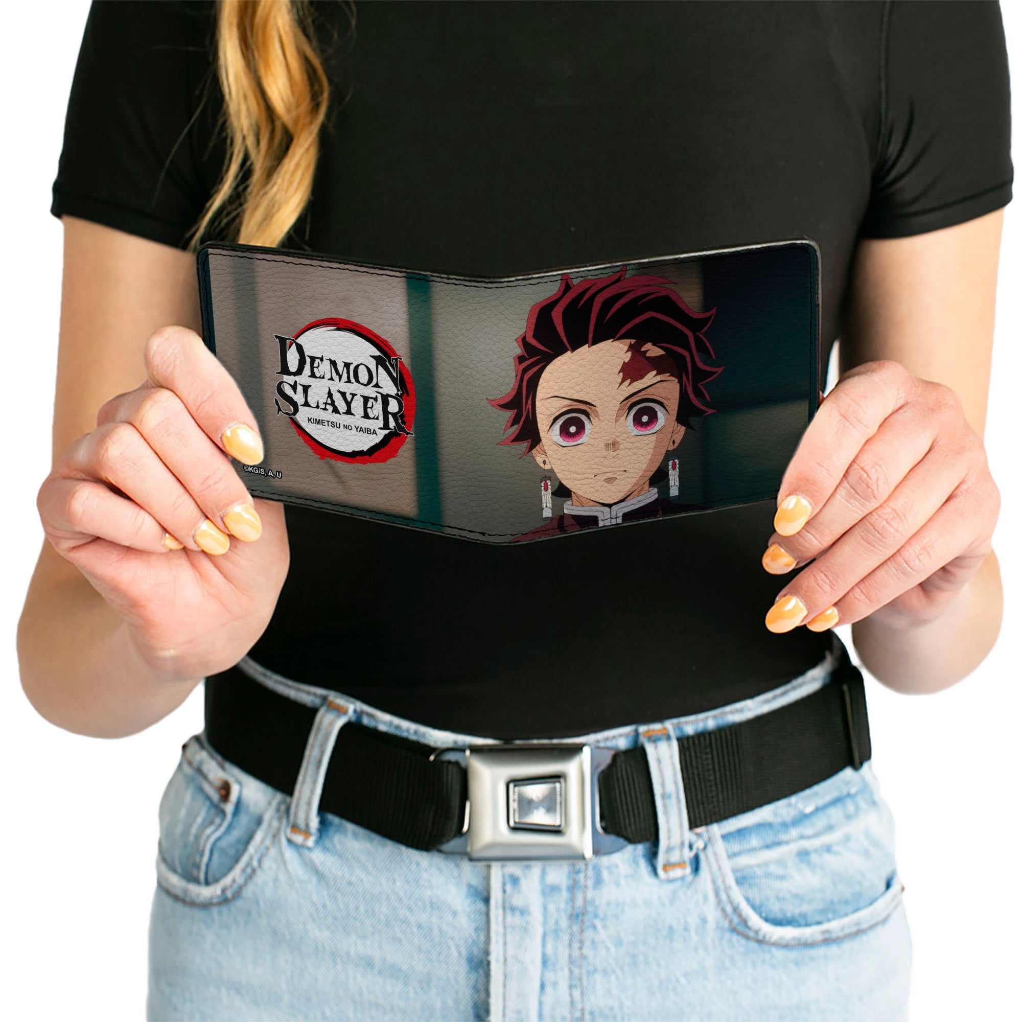 Bi-Fold Wallet - DEMON SLAYER Tanjiro Kamado Pose and Title Logo Reds Bi-Fold Wallets Demon Slayer