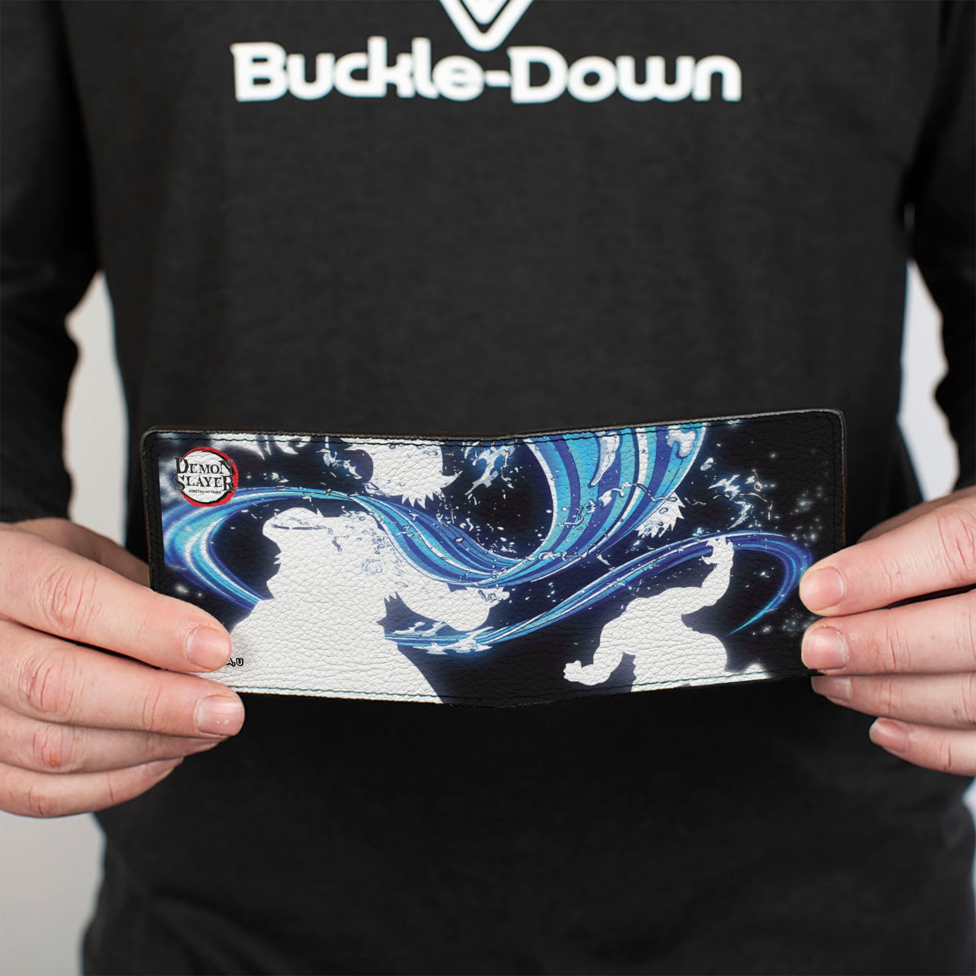 Bi-Fold Wallet - DEMON SLAYER Water Breathing Scene Black/Blues/White