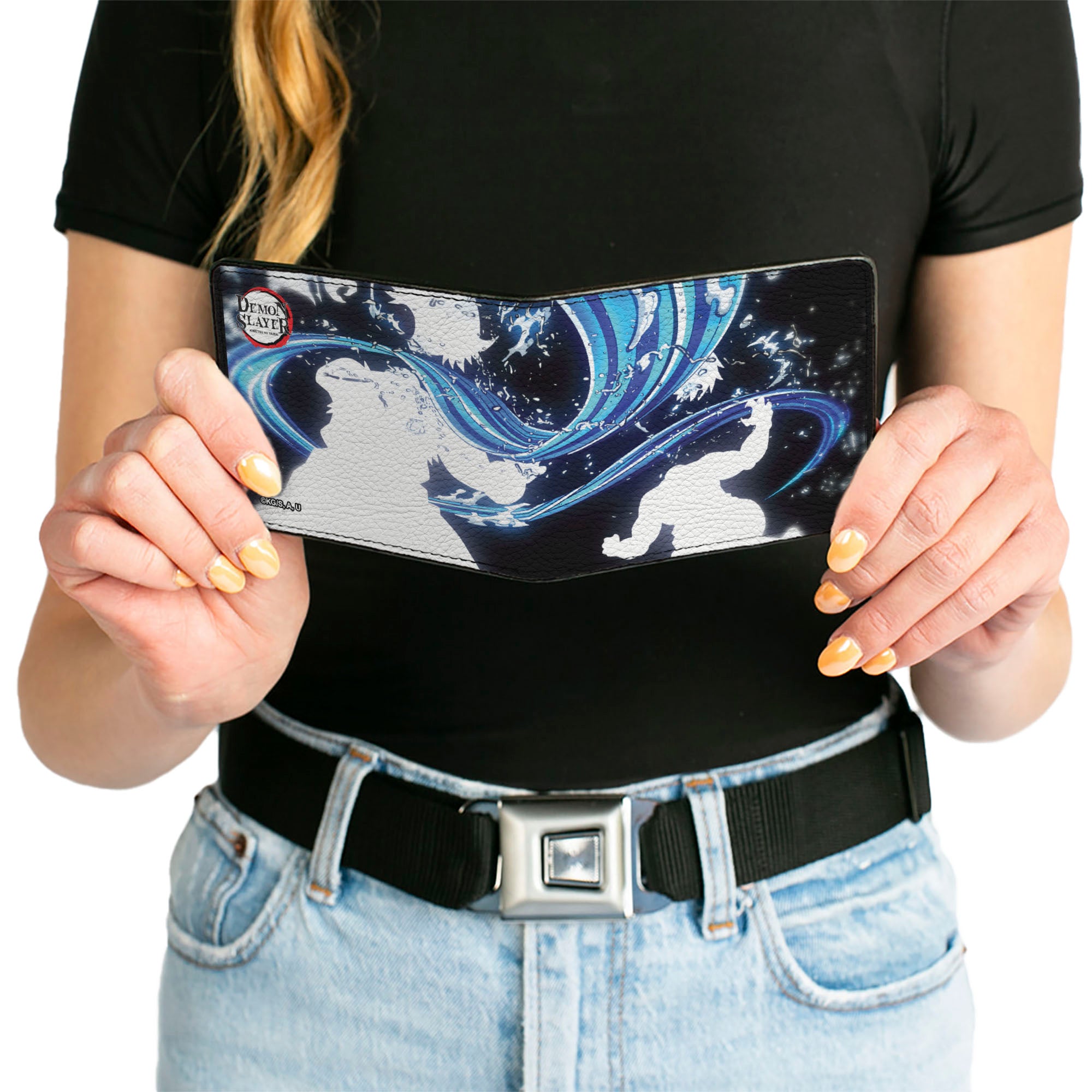 Bi-Fold Wallet - DEMON SLAYER Water Breathing Scene Black/Blues/White