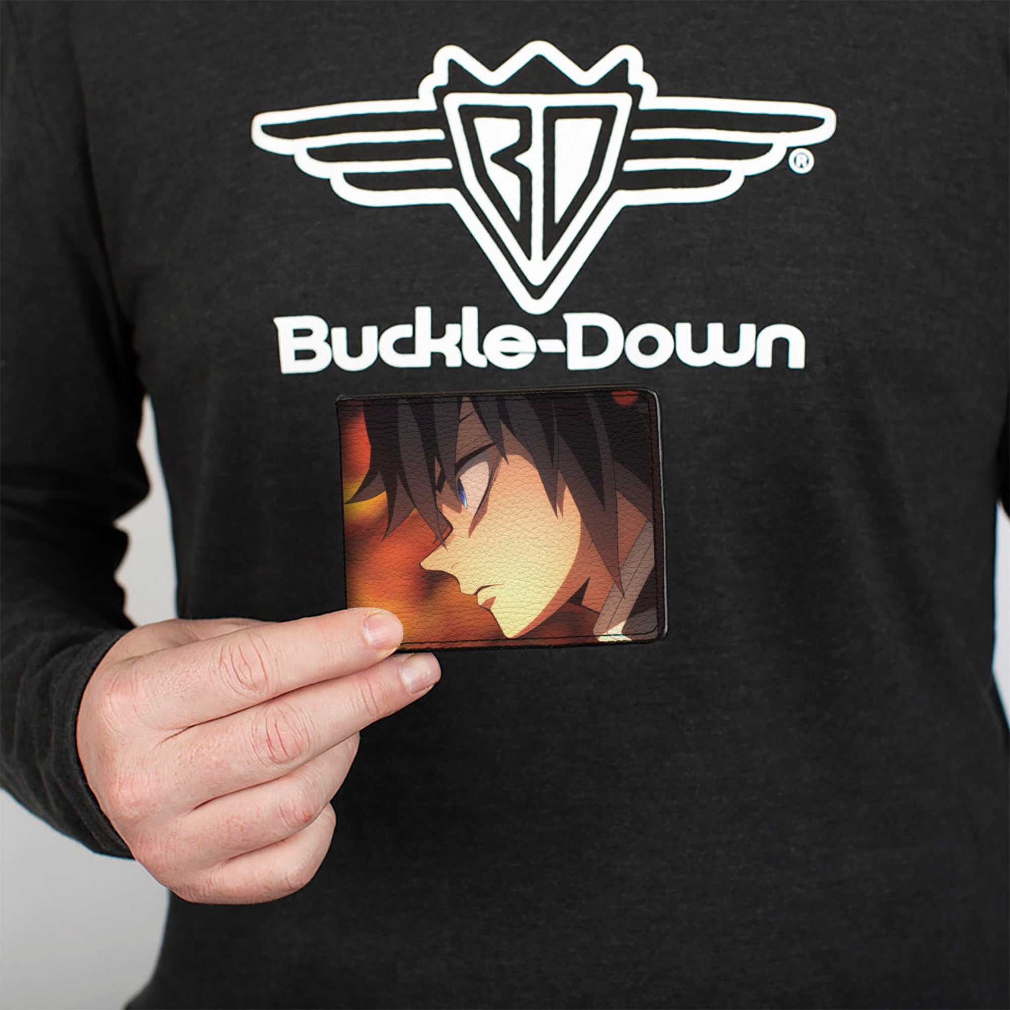 Bi-Fold Wallet - DEMON SLAYER Giyu Tomioka Pose and Title Logo Orange Bi-Fold Wallets Demon Slayer