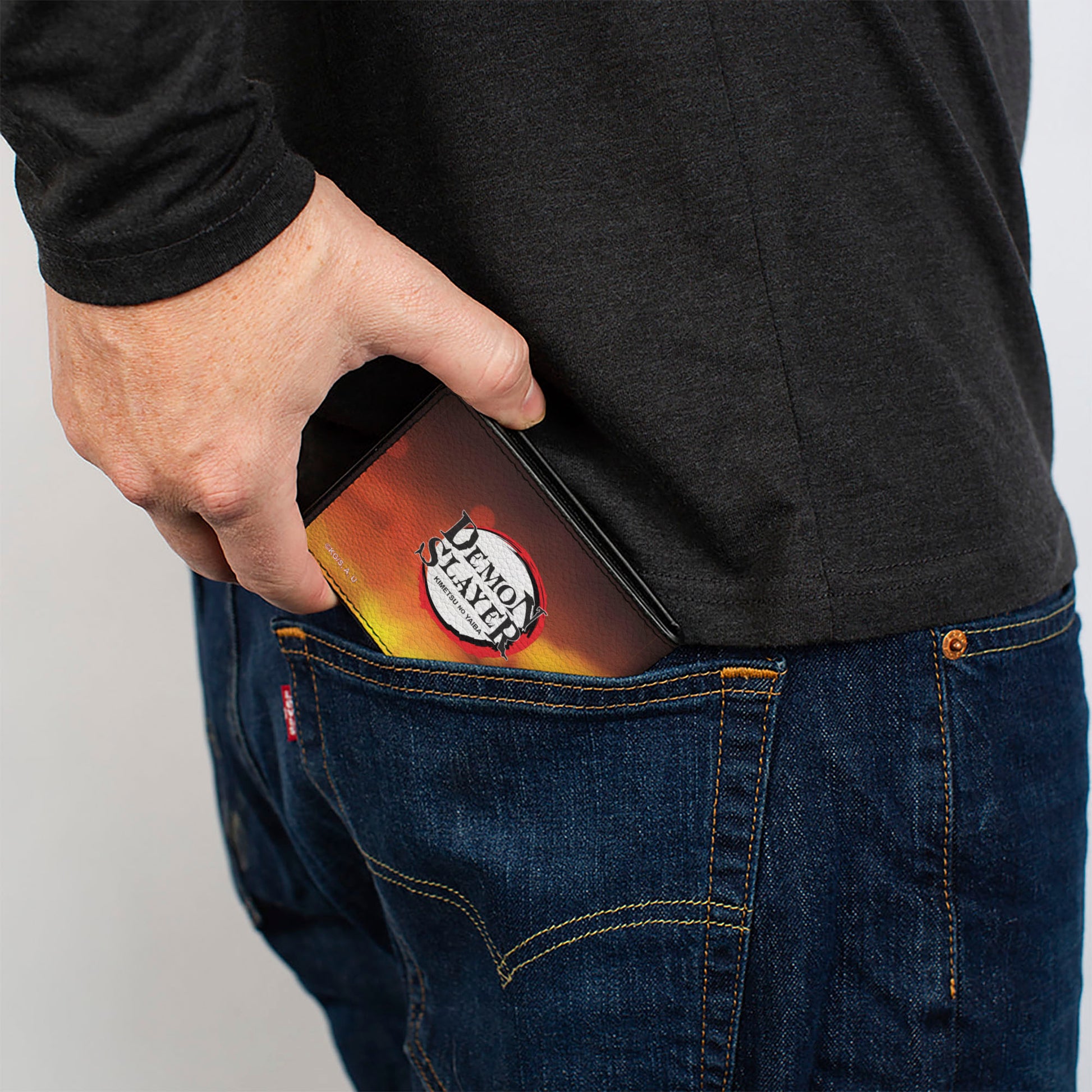 Bi-Fold Wallet - DEMON SLAYER Giyu Tomioka Pose and Title Logo Orange Bi-Fold Wallets Demon Slayer
