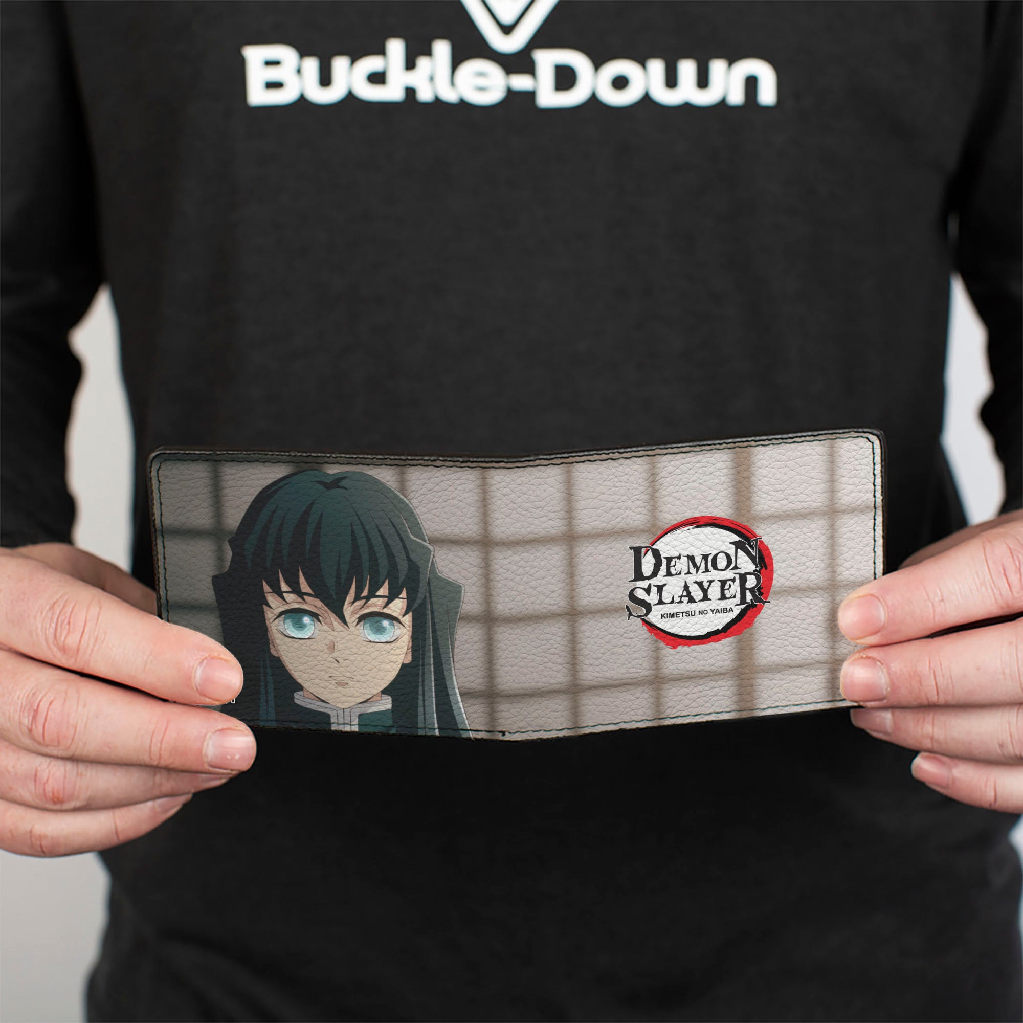 Bi-Fold Wallet - DEMON SLAYER Muichiro Tokito Mist Hashira Pose and Title Logo Bi-Fold Wallets Demon Slayer