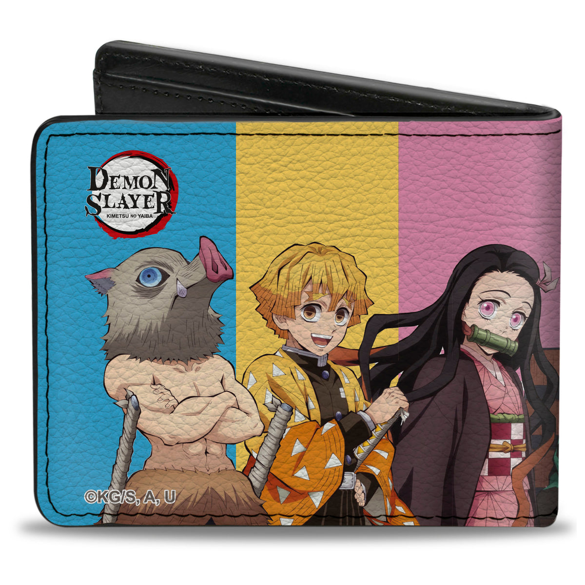 Bi-Fold Wallet - Demon Slayer Six Character Group Pose Blocks Multi Color Bi-Fold Wallets Demon Slayer