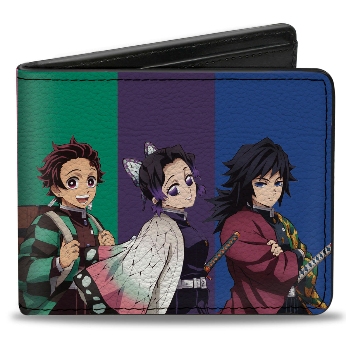 Bi-Fold Wallet - Demon Slayer Six Character Group Pose Blocks Multi Color Bi-Fold Wallets Demon Slayer