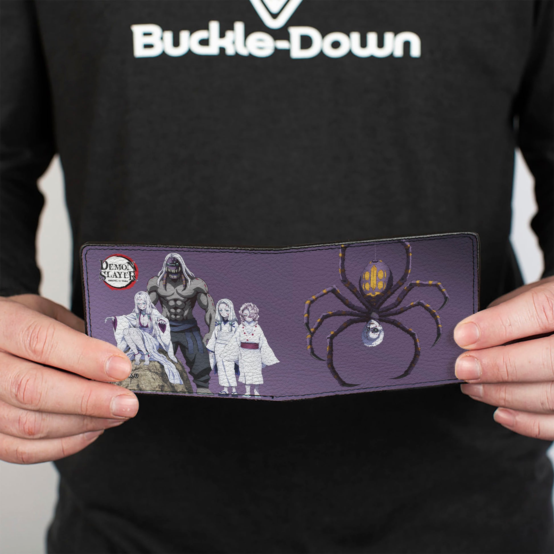 Bi-Fold Wallet - DEMON SLAYER Mt. Natagumo Spider Family Pose Purple Bi-Fold Wallets Demon Slayer